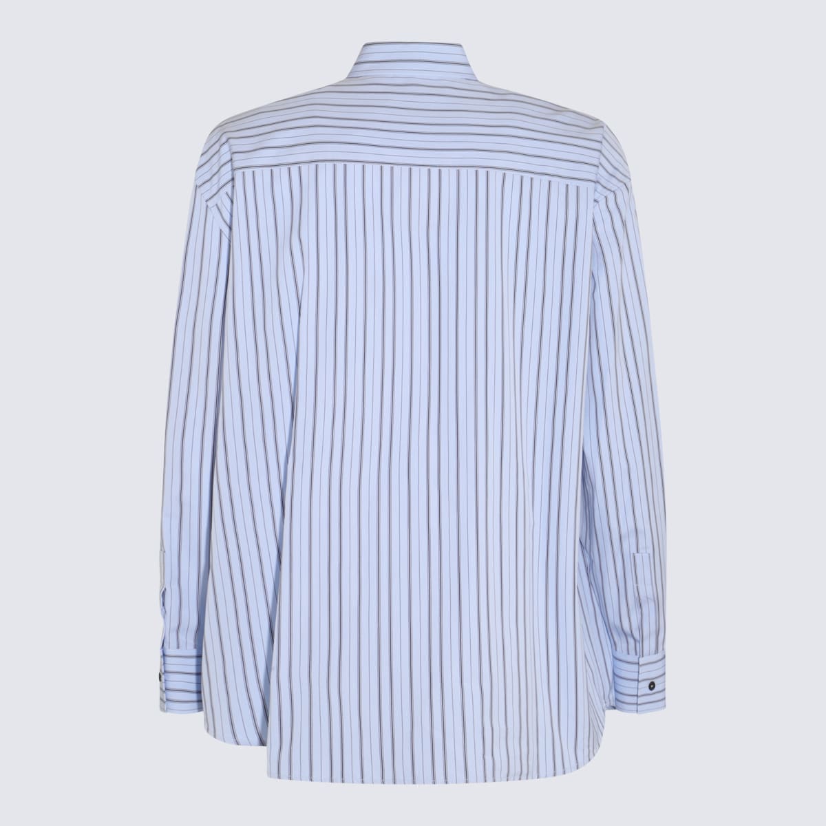 Shop Off-white Blue And White Cotton Stripe Logo Shirt