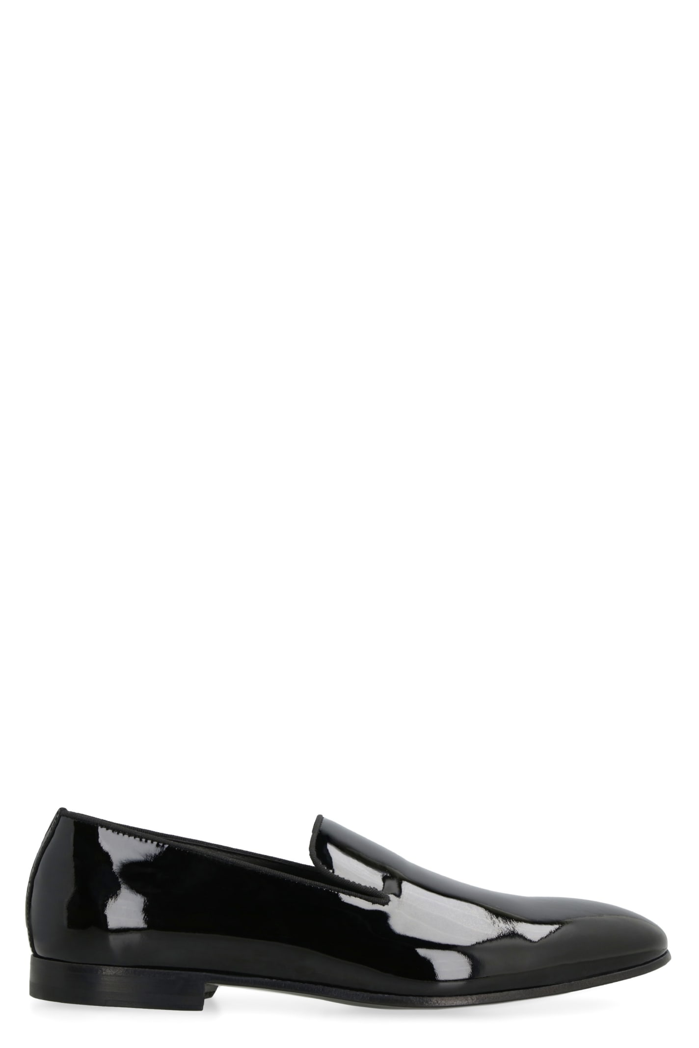 Shop Doucal's Patent Leather Loafer In Black