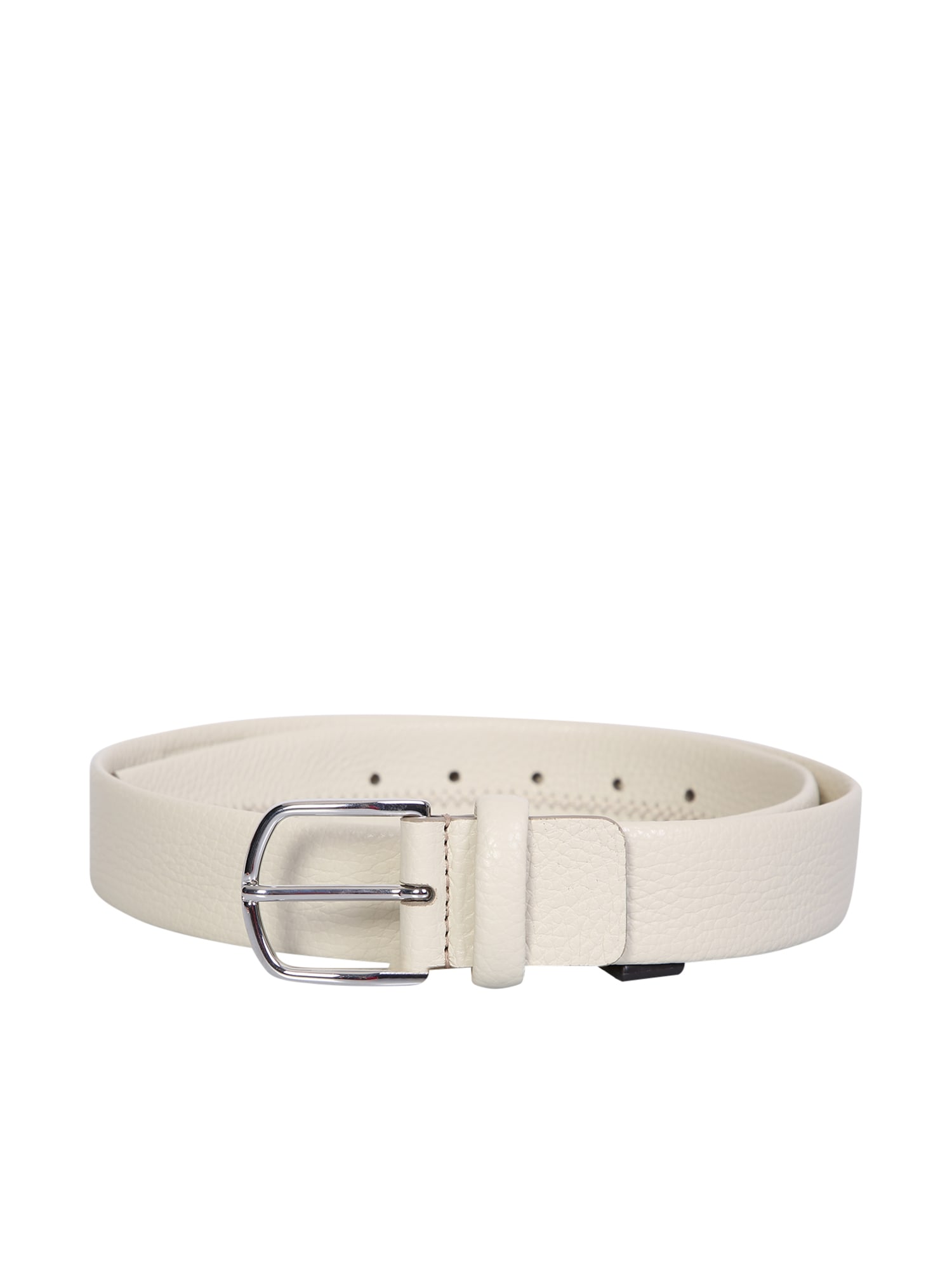 CANALI LEATHER OFF-WHITE BELT