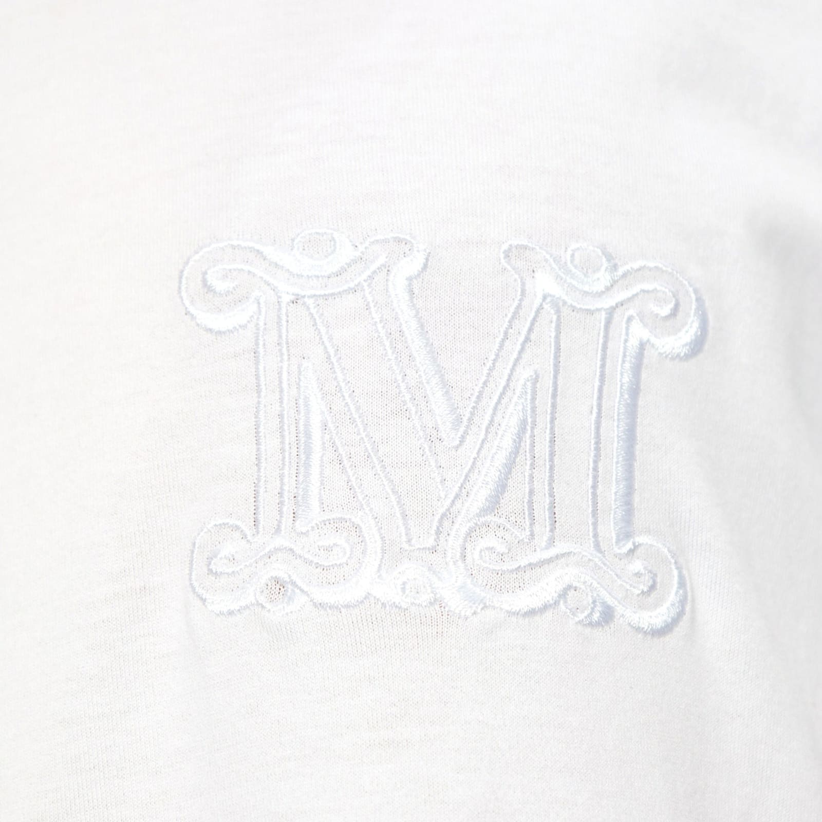 Max Mara Mango Logo Embroidered Cotton T-shirt In White