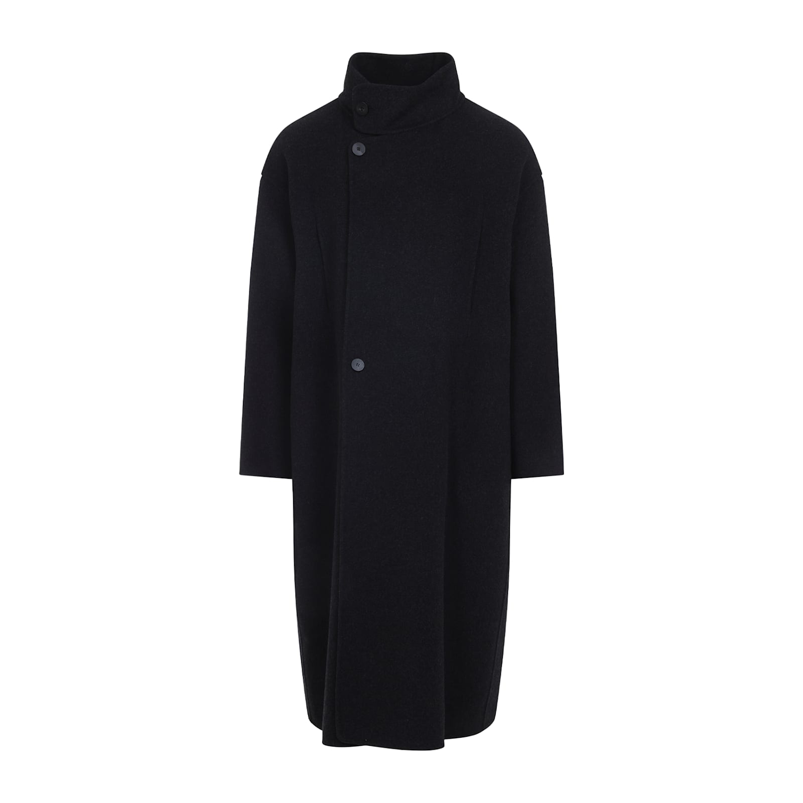 Fear Of God Long High Collar Button Detail Coat In Gray