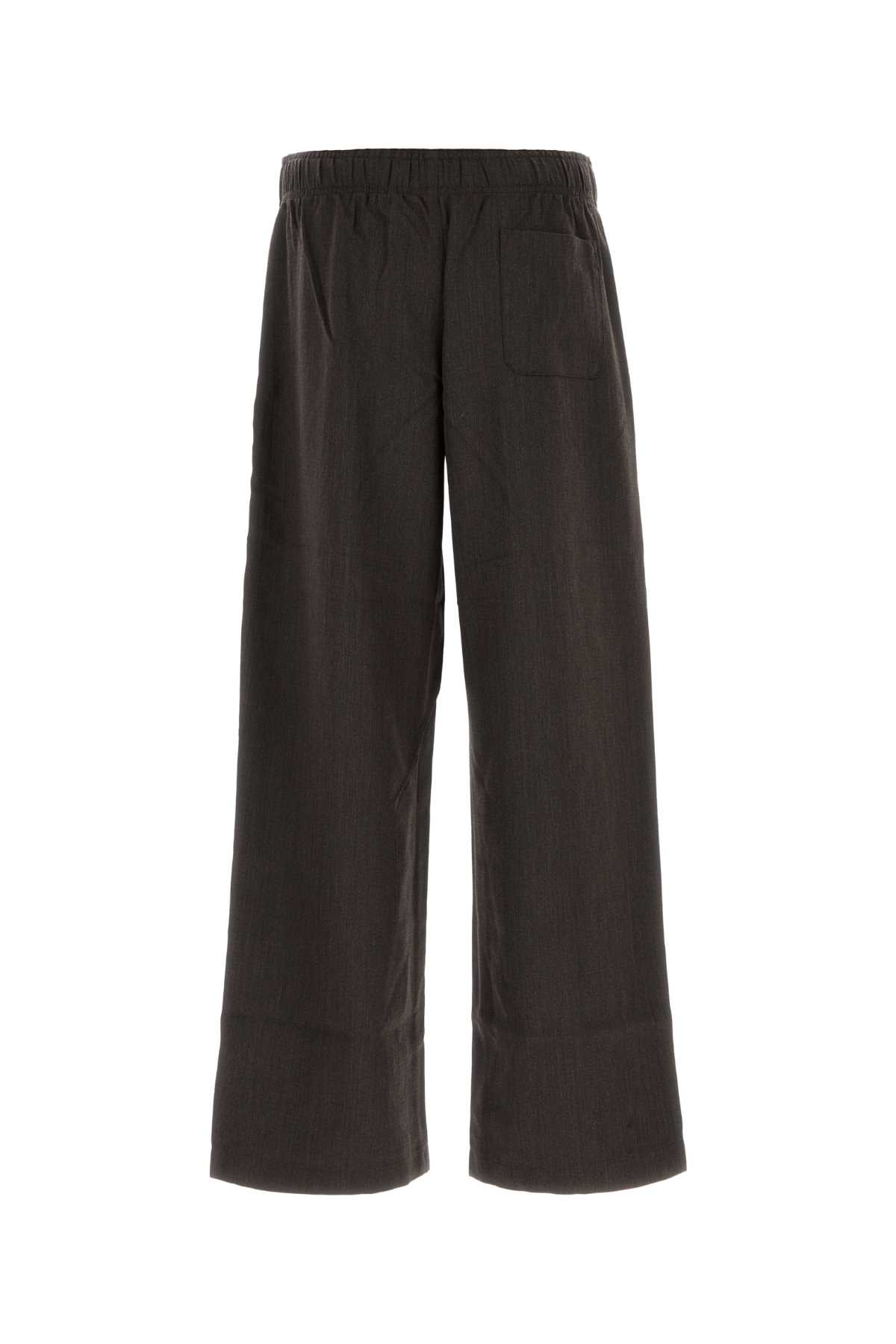 Our Legacy Dark Brown Wool Leisure Wide-leg Pant In Black