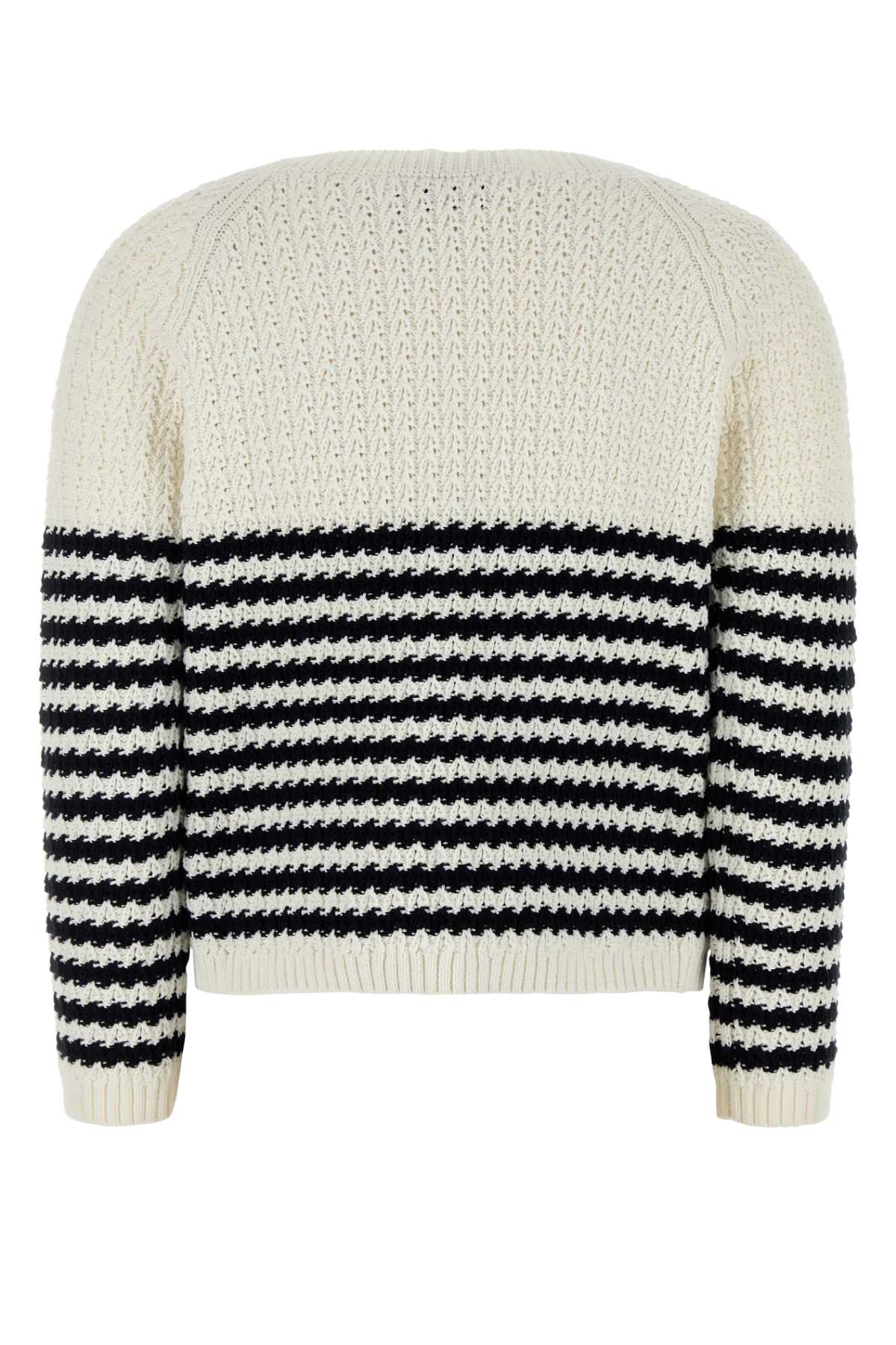 Gucci Embroidered Stripes Cotton Sweater