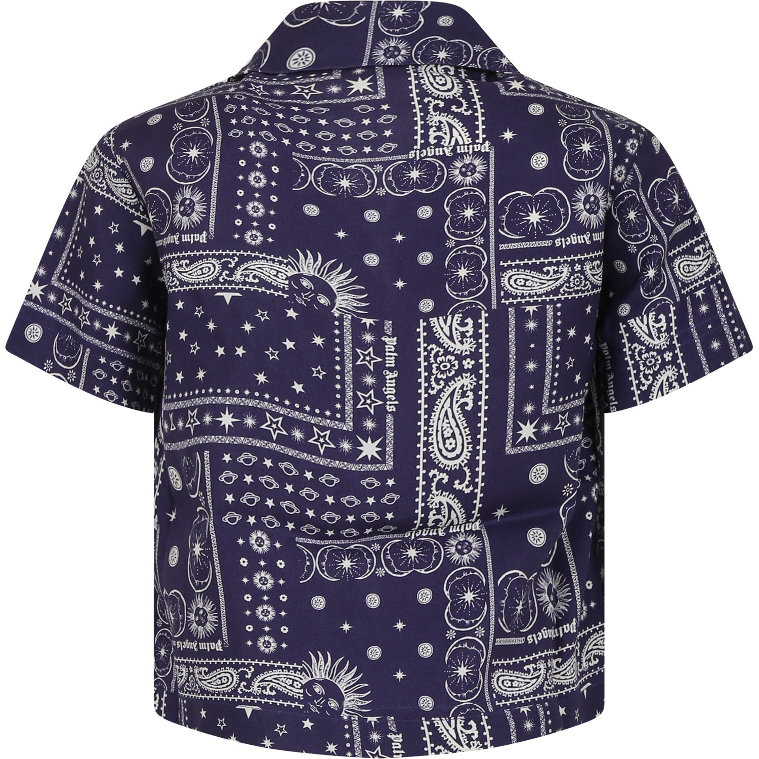 Shop Palm Angels Blue Shirt For Boy With Print