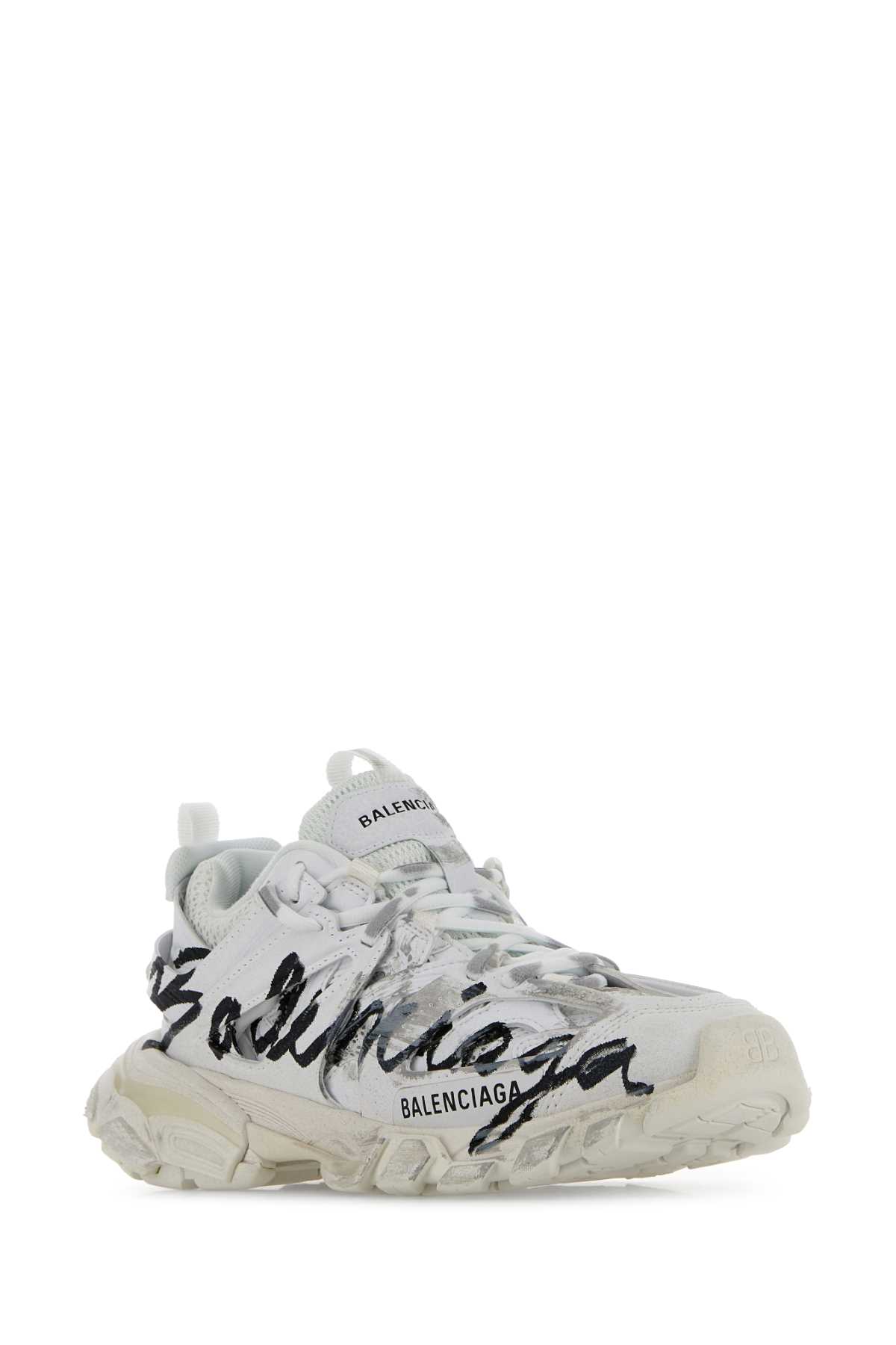 Balenciaga White Mesh And Rubber Track Sneakers In Multi