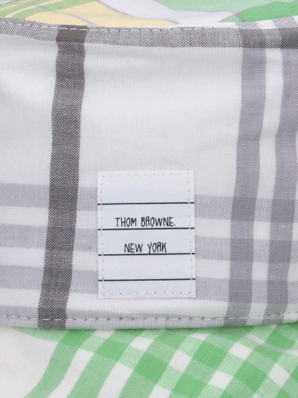 THOM BROWNE QUARTERED FUNMIX BUCKET HAT
