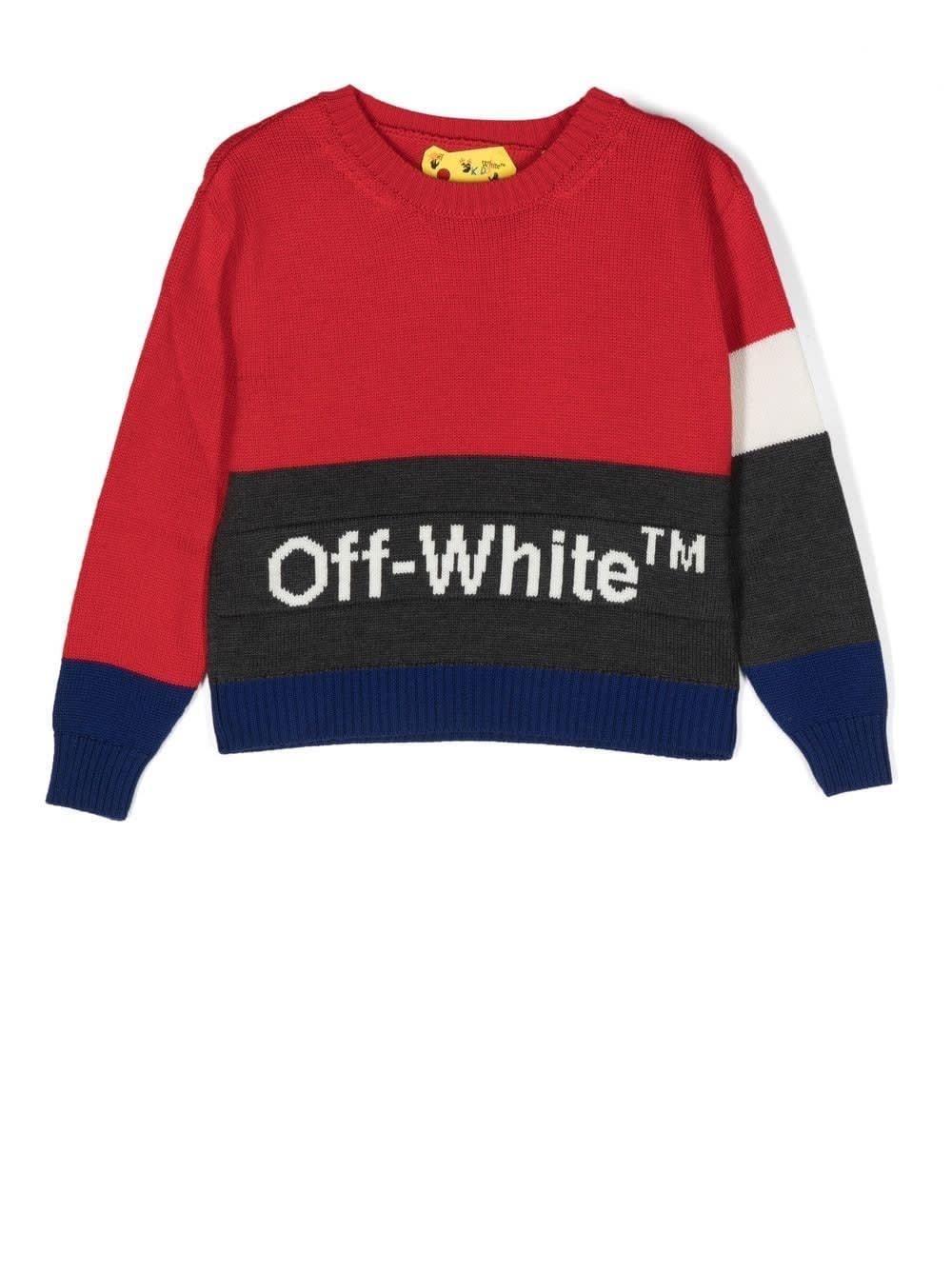 Off-White Red Sweater With White Inlaid Logo
