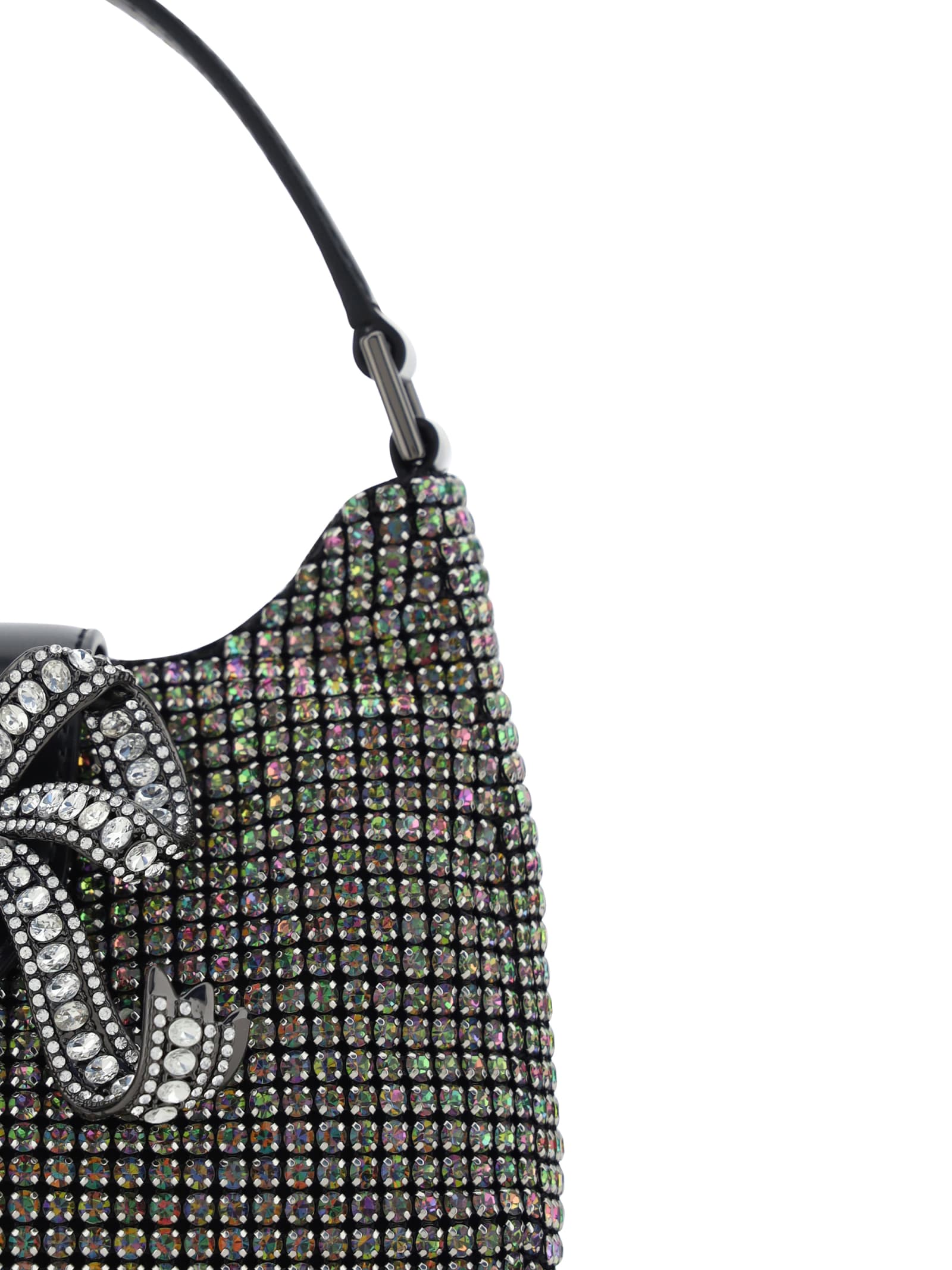 Shop Self-portrait Crescent Handbag In Multi