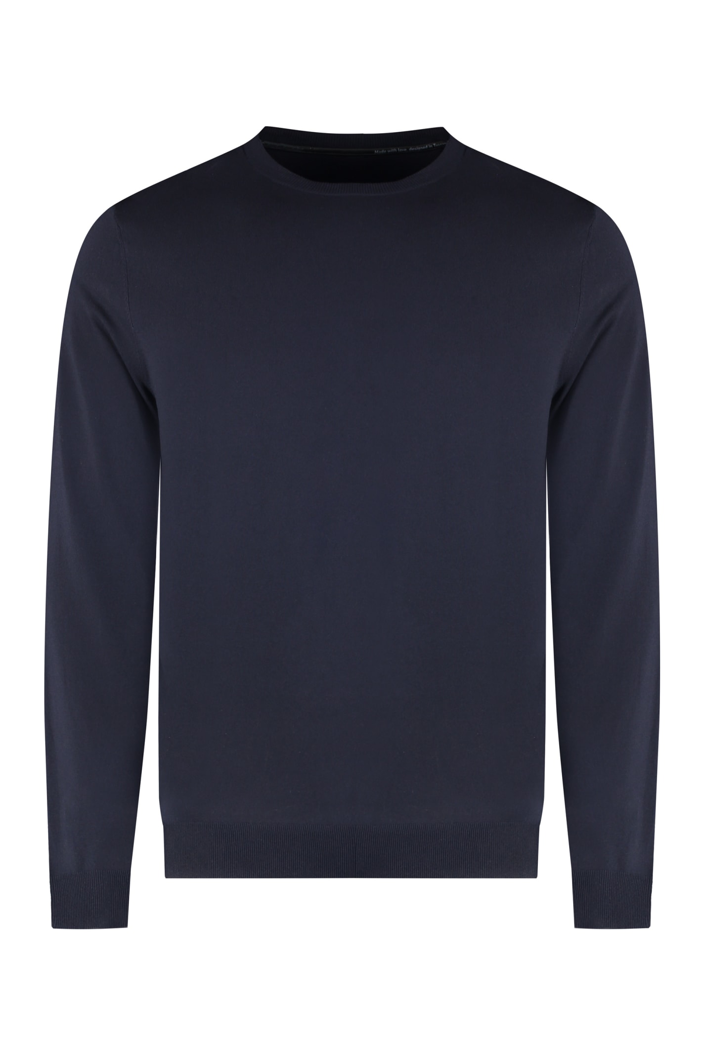 Rrd - Roberto Ricci Design Booster Round Long Sleeve Crew-neck Sweater In Blue