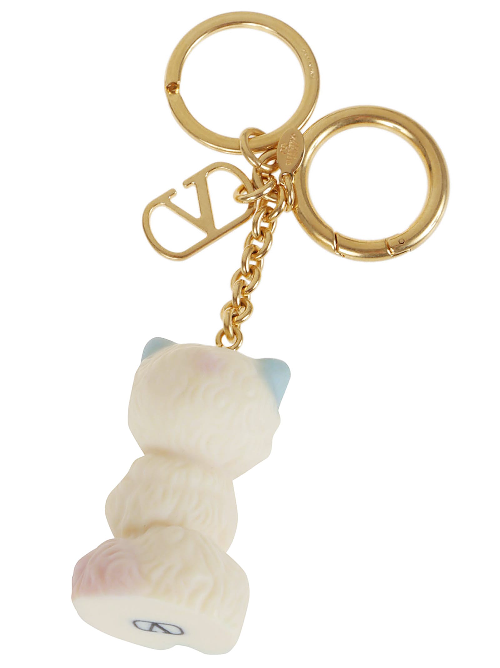 Valentino Le Chat De La Maison Gold-tone And Plastic Key Fob In Gold