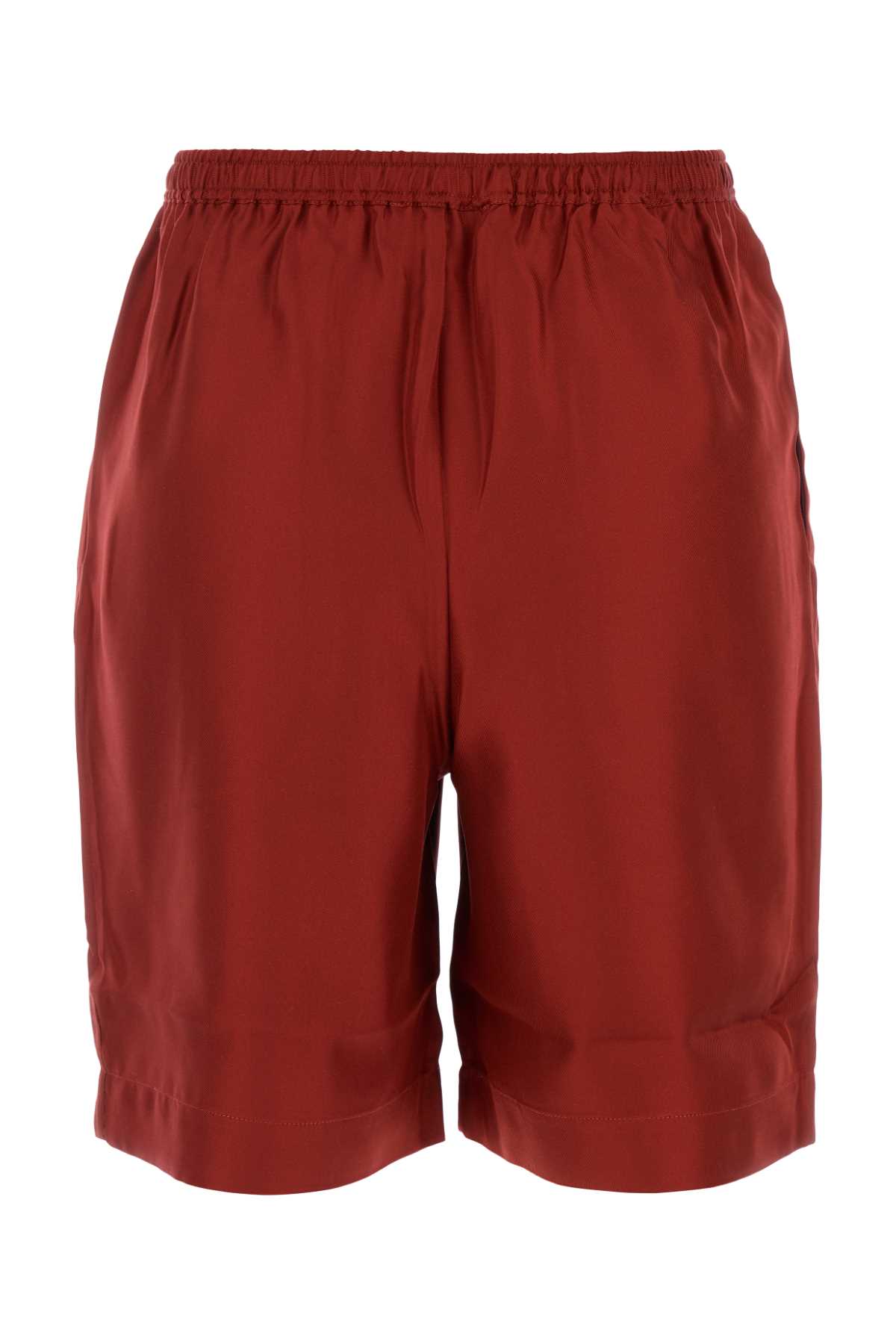 LOULOU STUDIO RED SILK ZINNIA BERMUDA SHORTS 