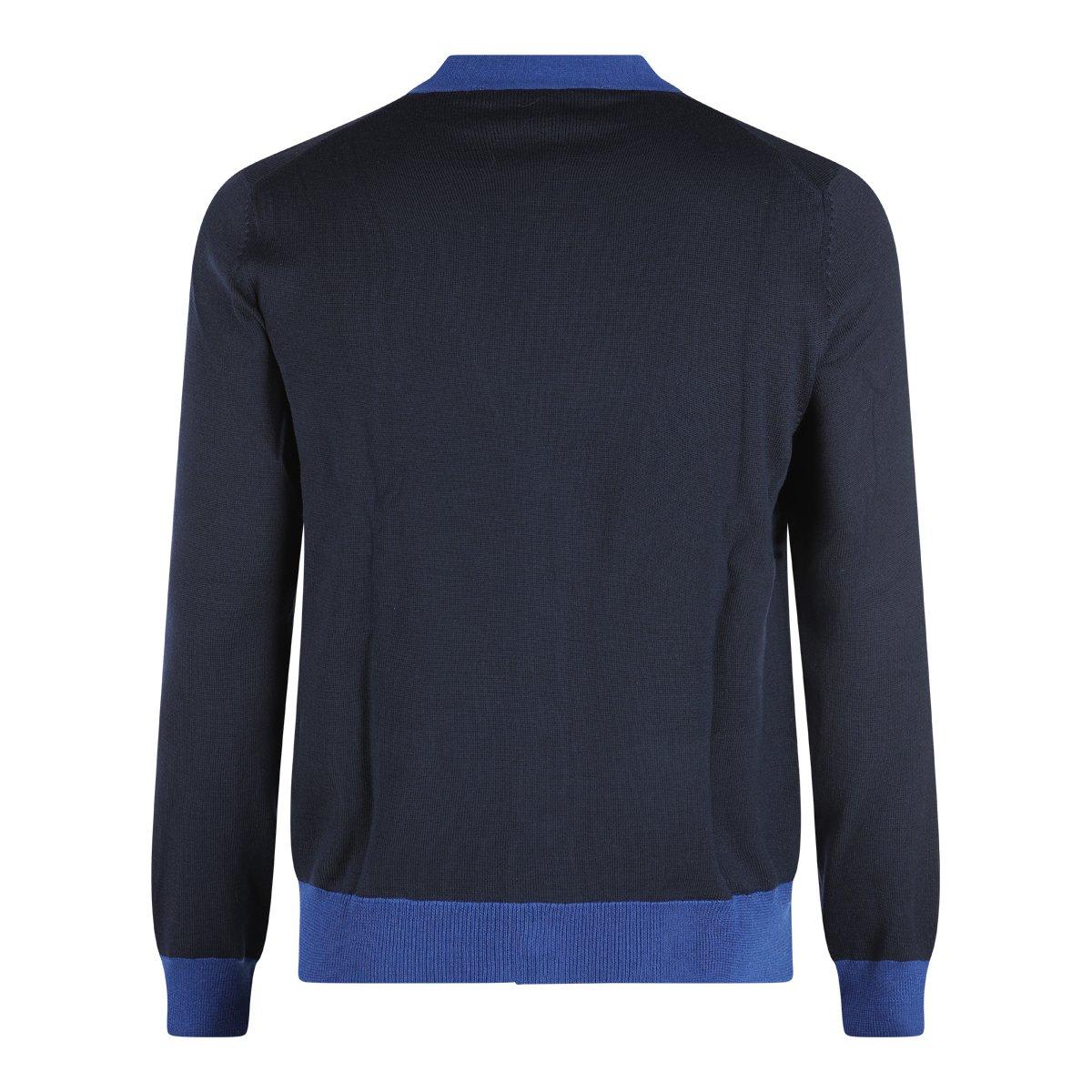 Shop Maison Kitsuné Bold Fox Head Patch V-neck Cardigan In Blue