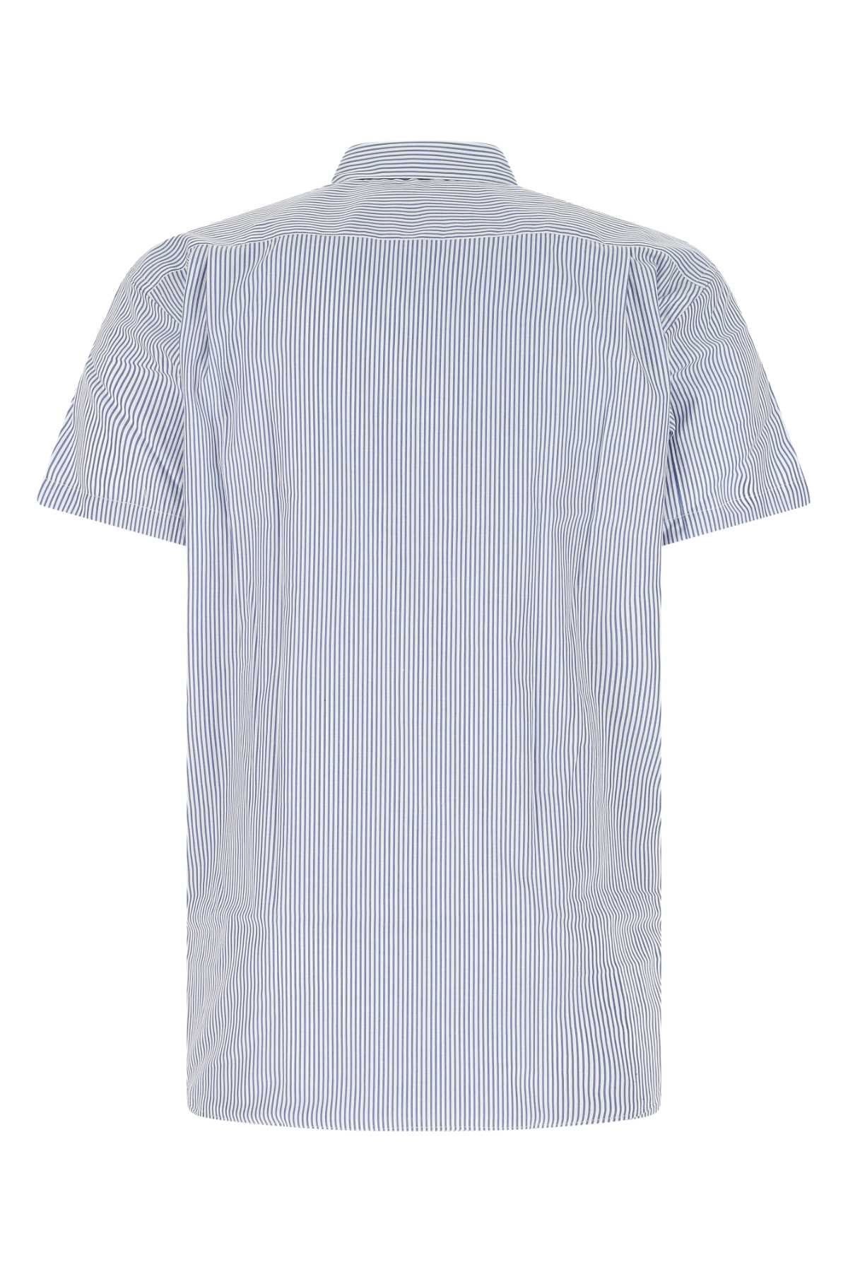 Comme Des Garçons Shirt Embroidered Cotton Shirt In Bluestripes