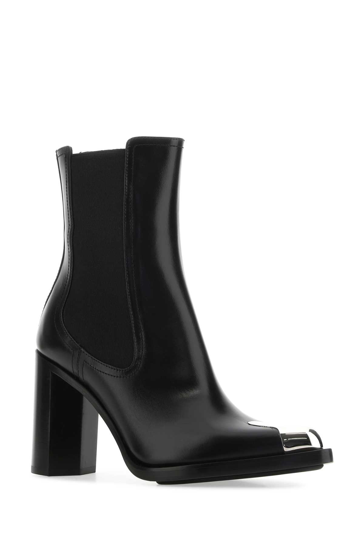 Shop Alexander Mcqueen Black Leather Ankle Boots In 1081