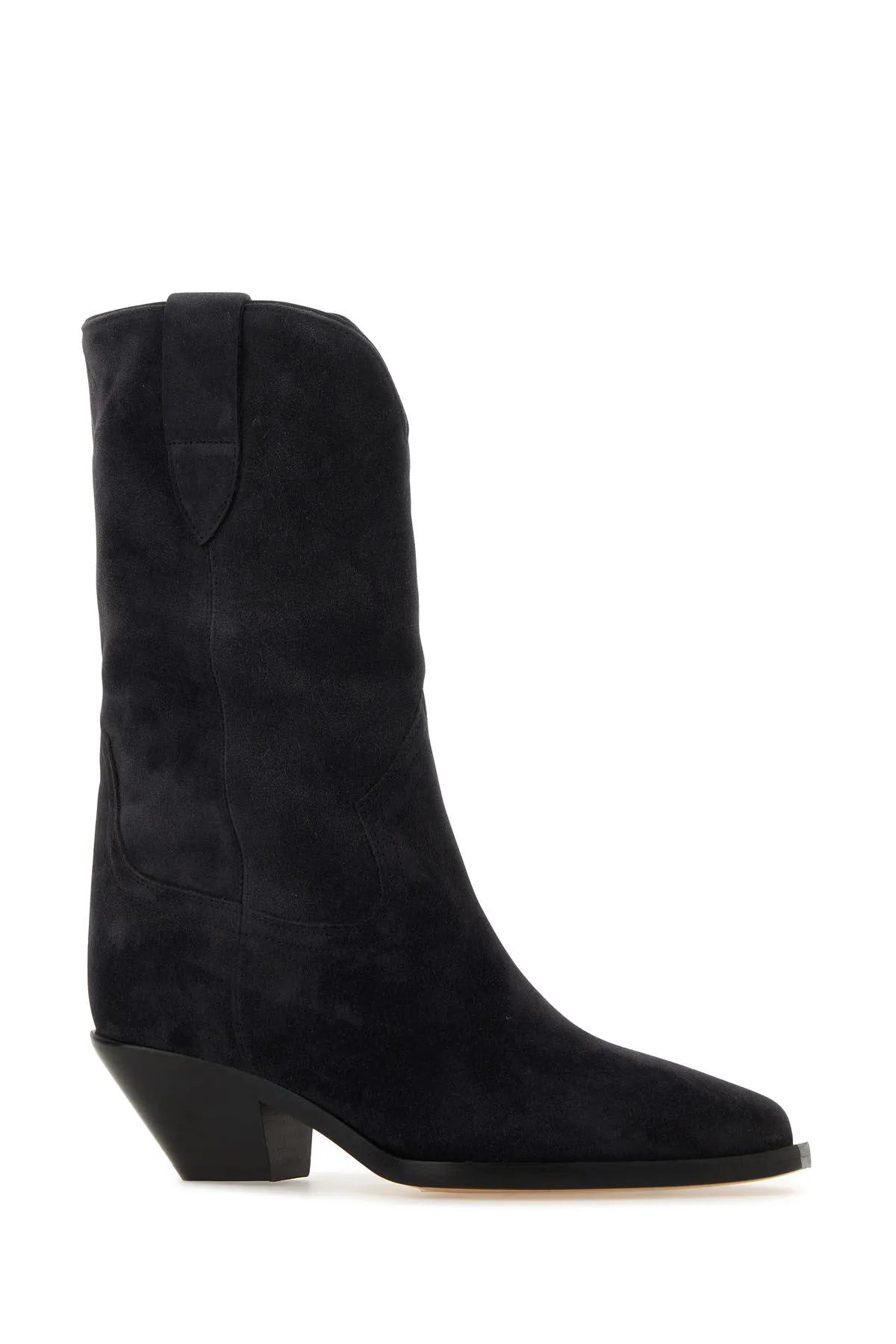 Shop Isabel Marant Slate Suede Ankle Boots In Black