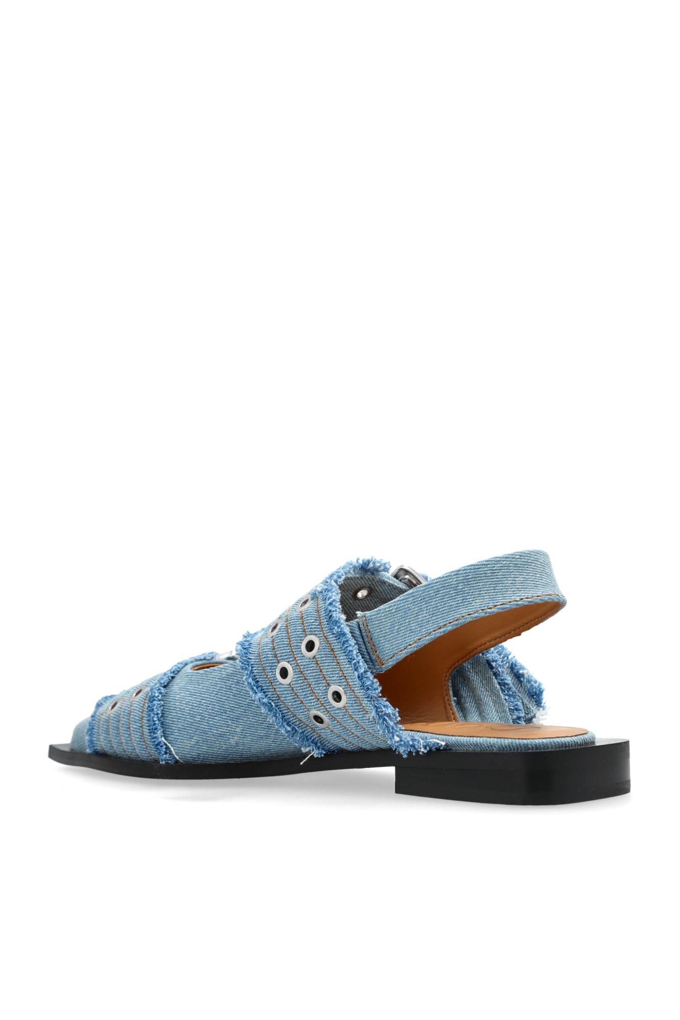 Ganni Feminine Denim Ballet Flats In Blue