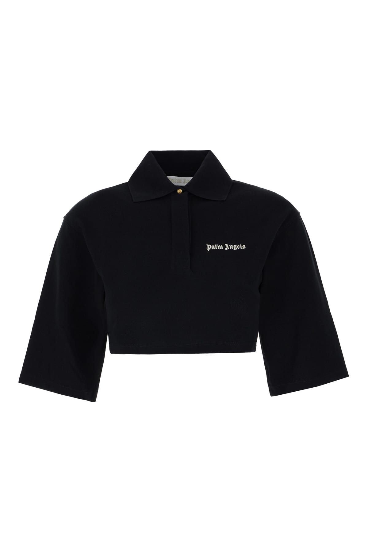 Palm Angels Black Piquet Polo Shirt In 1003