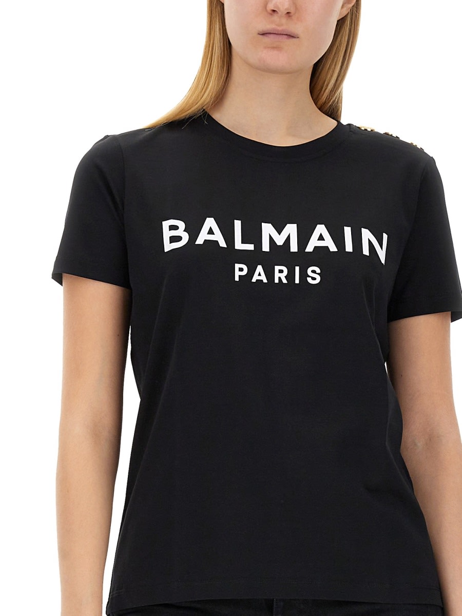 Shop Balmain T-shirt With Logo In Black