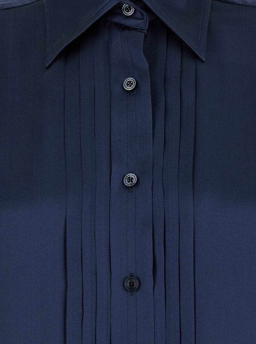 Shop Tom Ford Blue Shirt With Pleats In Fluid Silk Woman