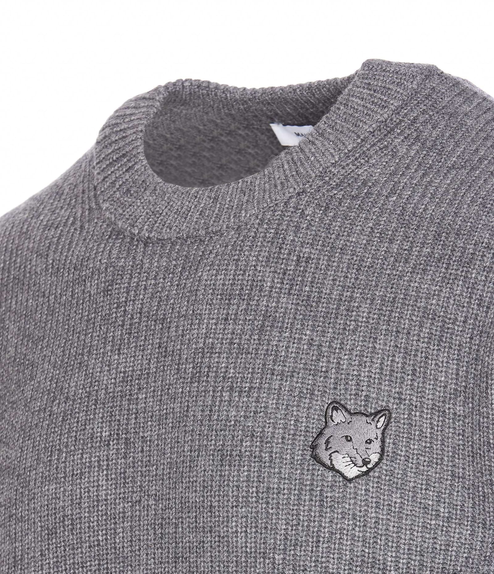 Shop Maison Kitsuné Bold Fox Head Patch Logo Sweater In Grey