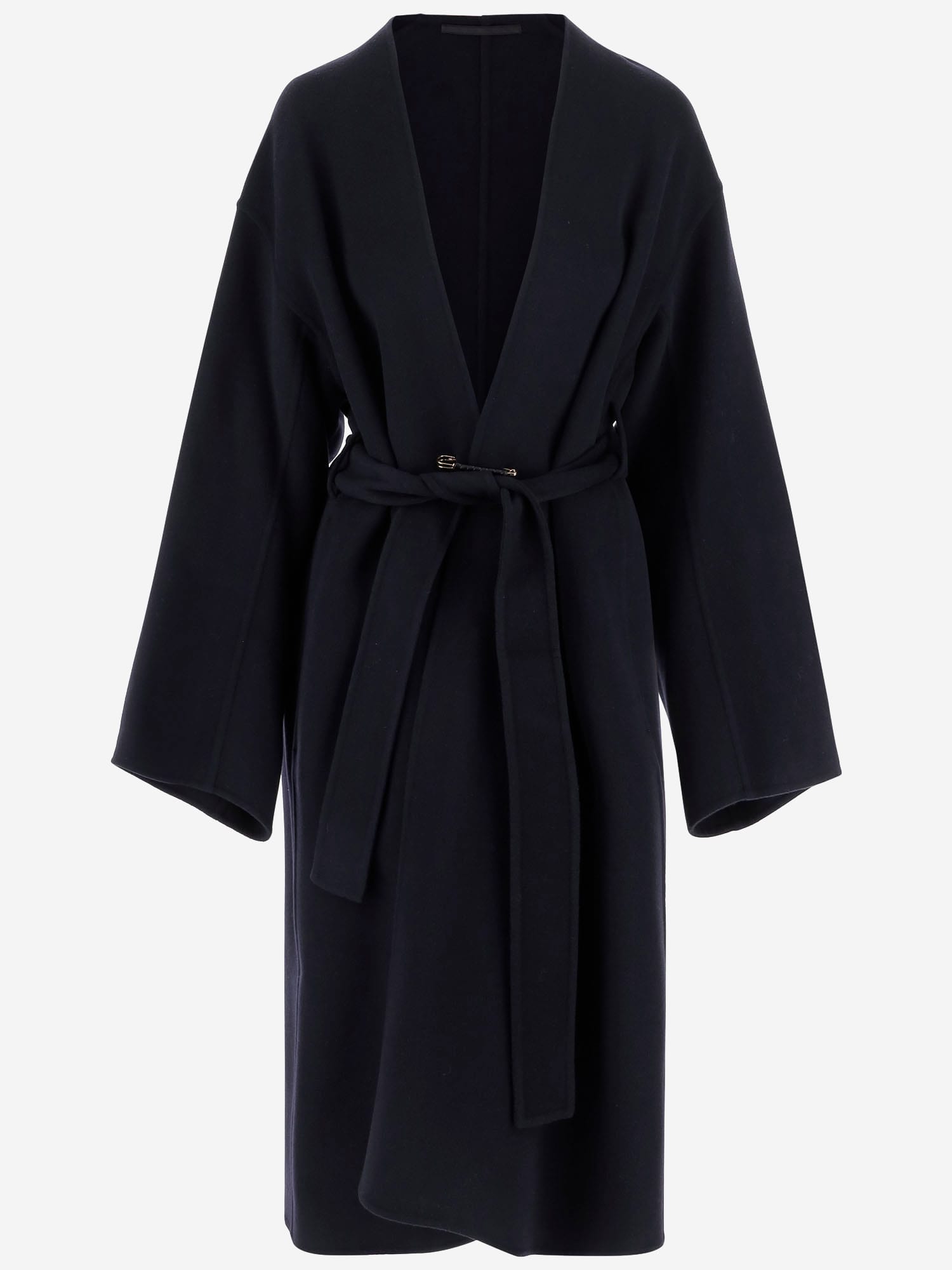Carven Wool And Cashmere Wrap Coat In Blue