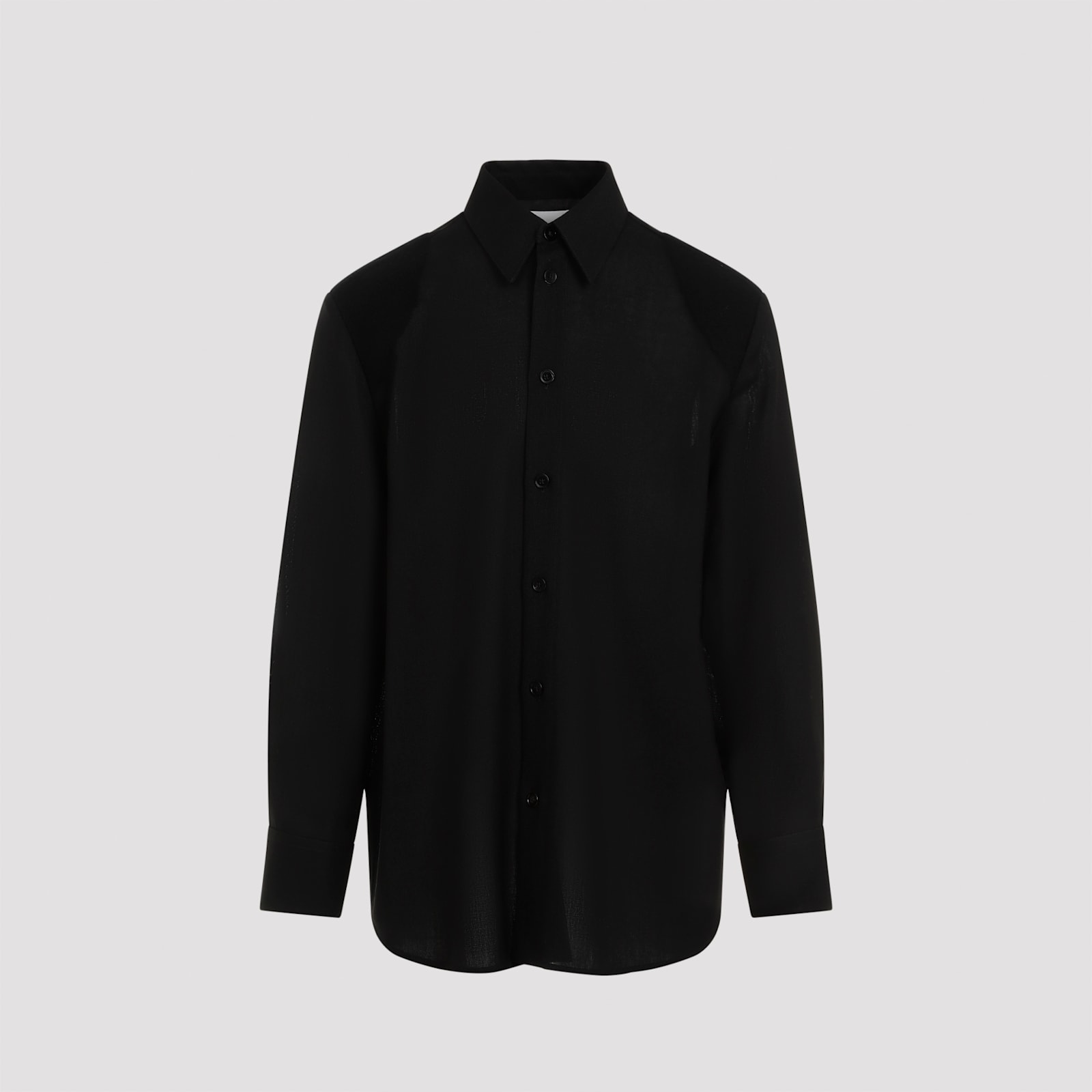 Jil Sander Wool Coat With Long Sleeves And Curved Hem In Black