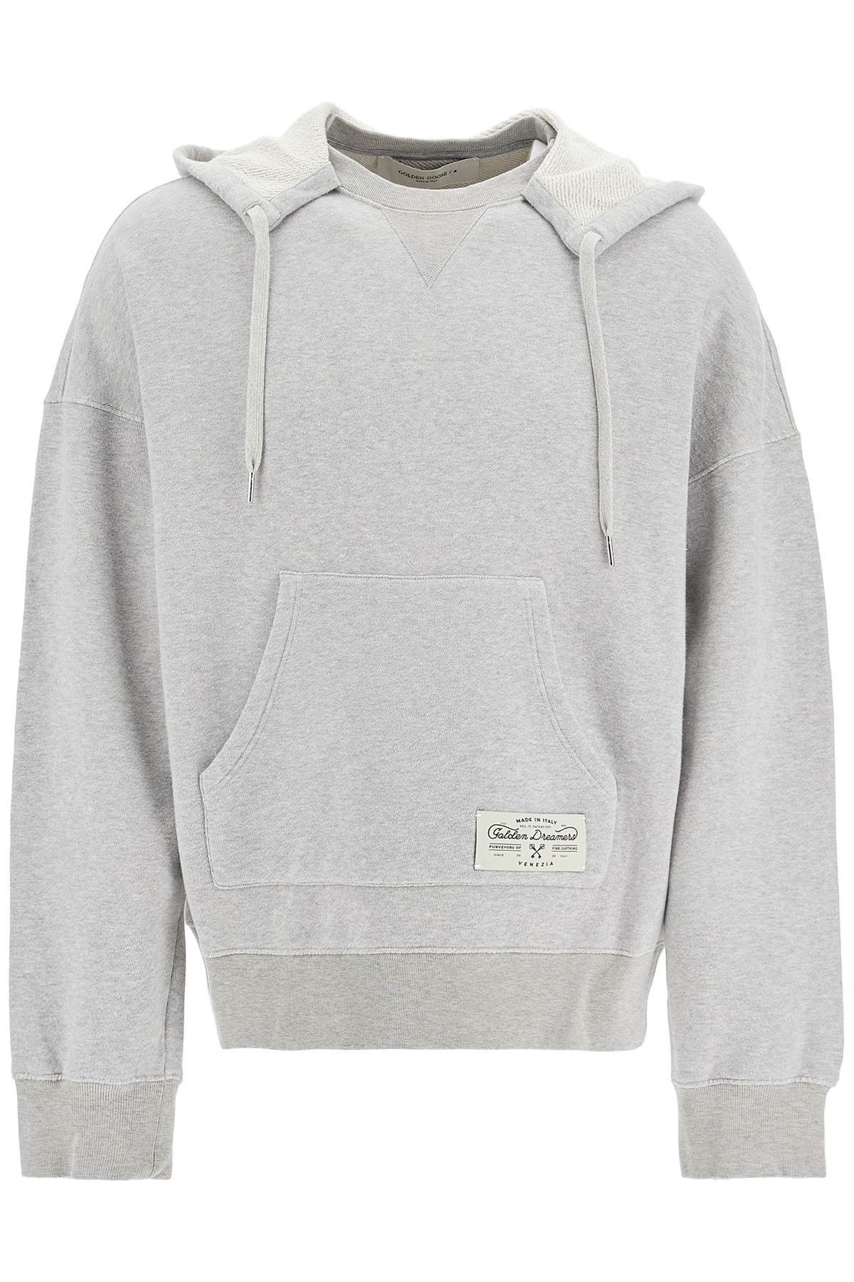 Shop Golden Goose Printed Hoodie With Hood In Alluminium Melange Gray (grey)