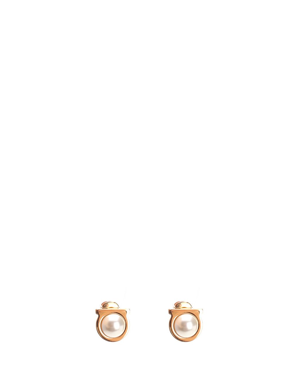 Ferragamo Circular Pearl Earrings With Brass Frame