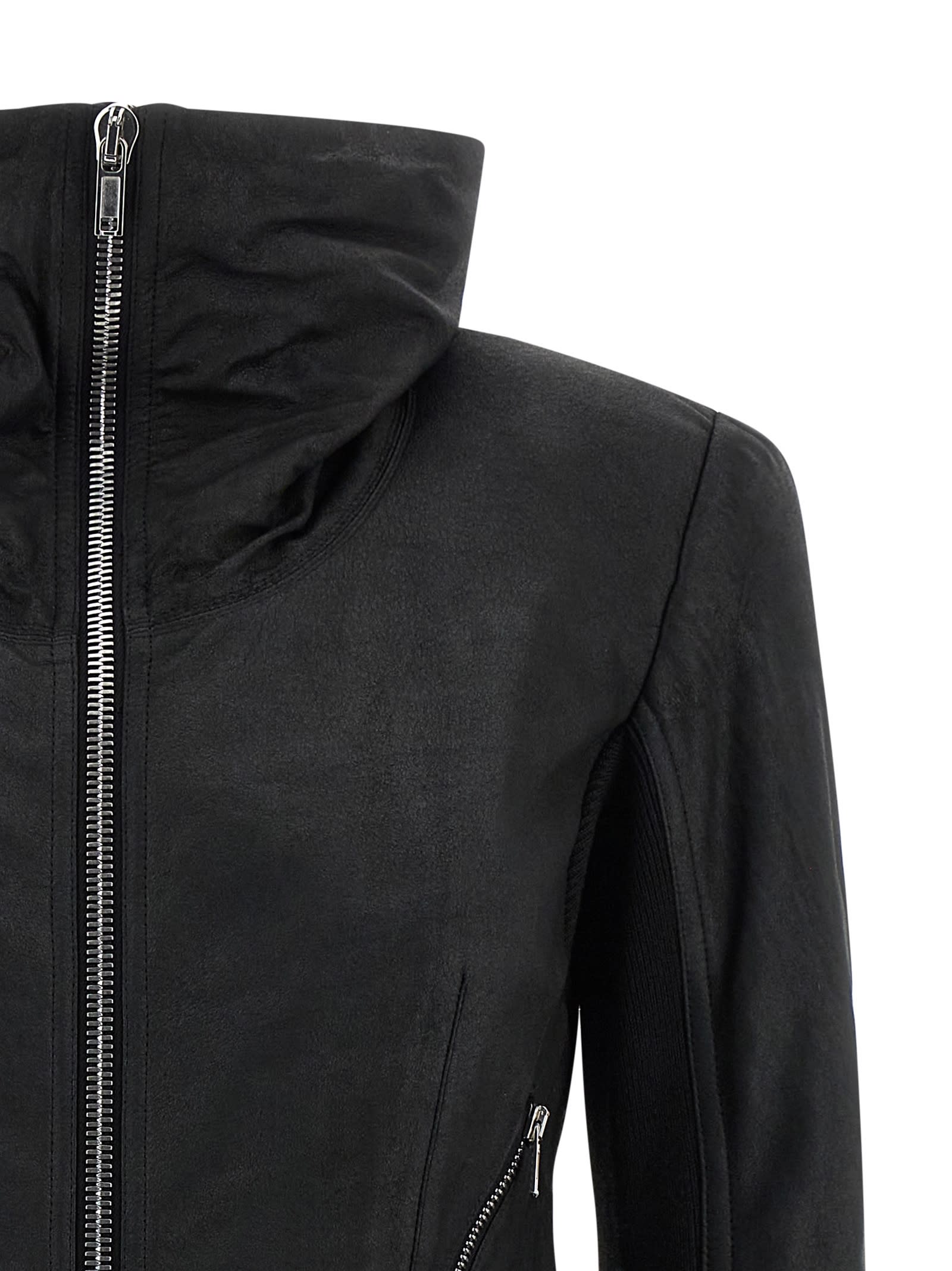 Rick Owens Zipped Naska Biker Jacket In Black