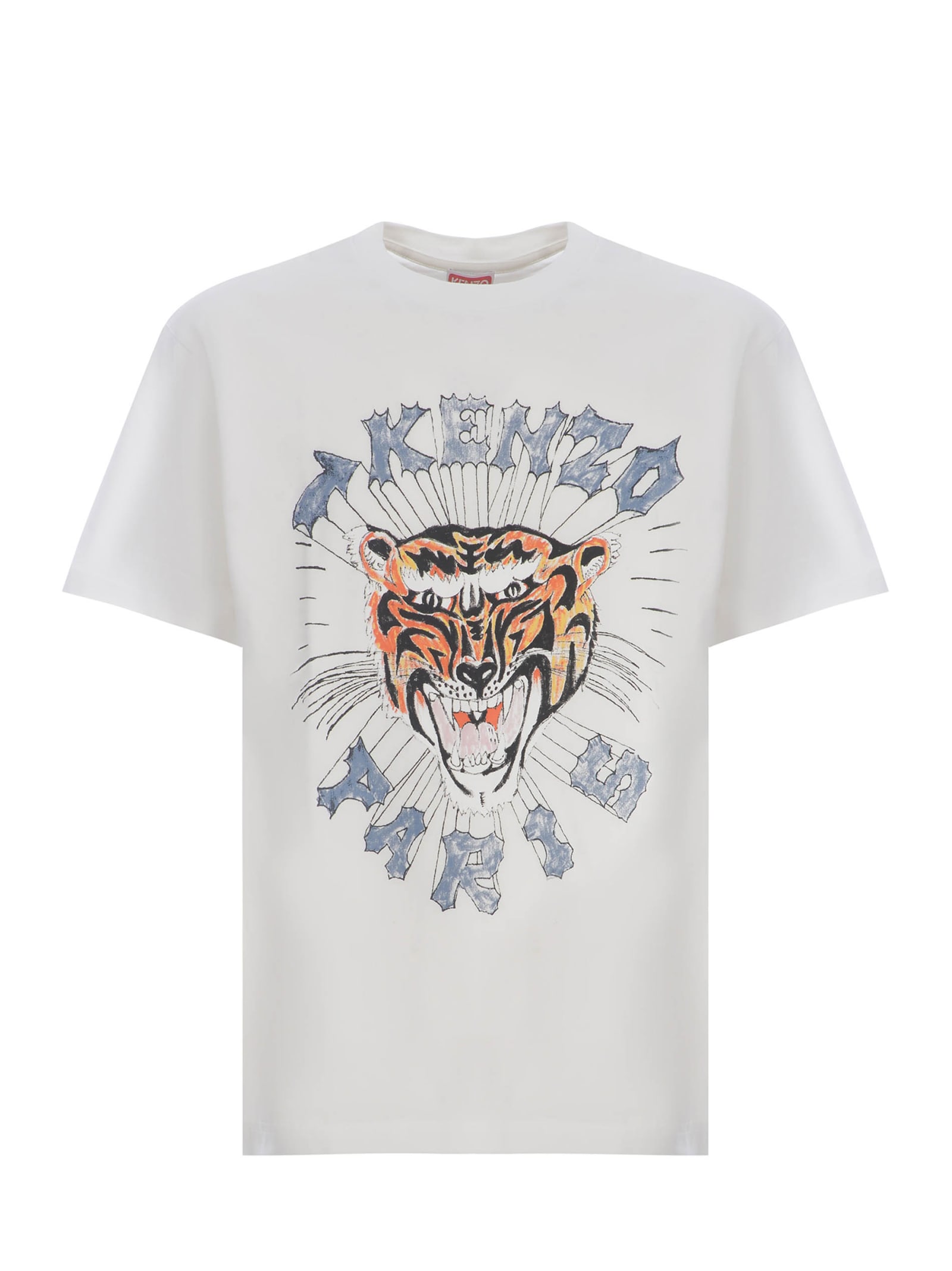 Shop Kenzo T-shirt   Drawn Varsit Made Of Cotton In Bianco