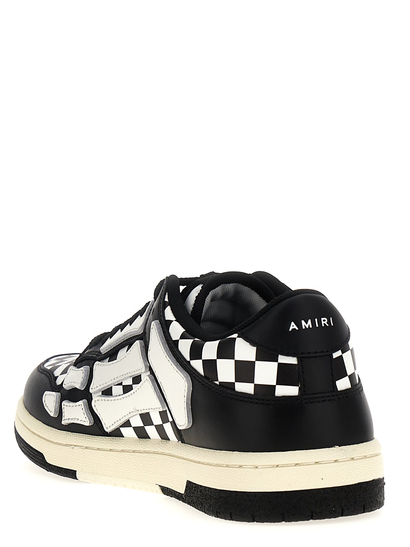 Shop Amiri Checkered Skel Top Low Sneakers In Black