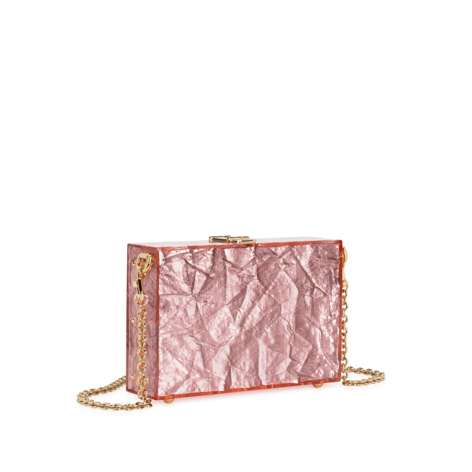 Shop Dolce & Gabbana Metallic Clutch In Pink