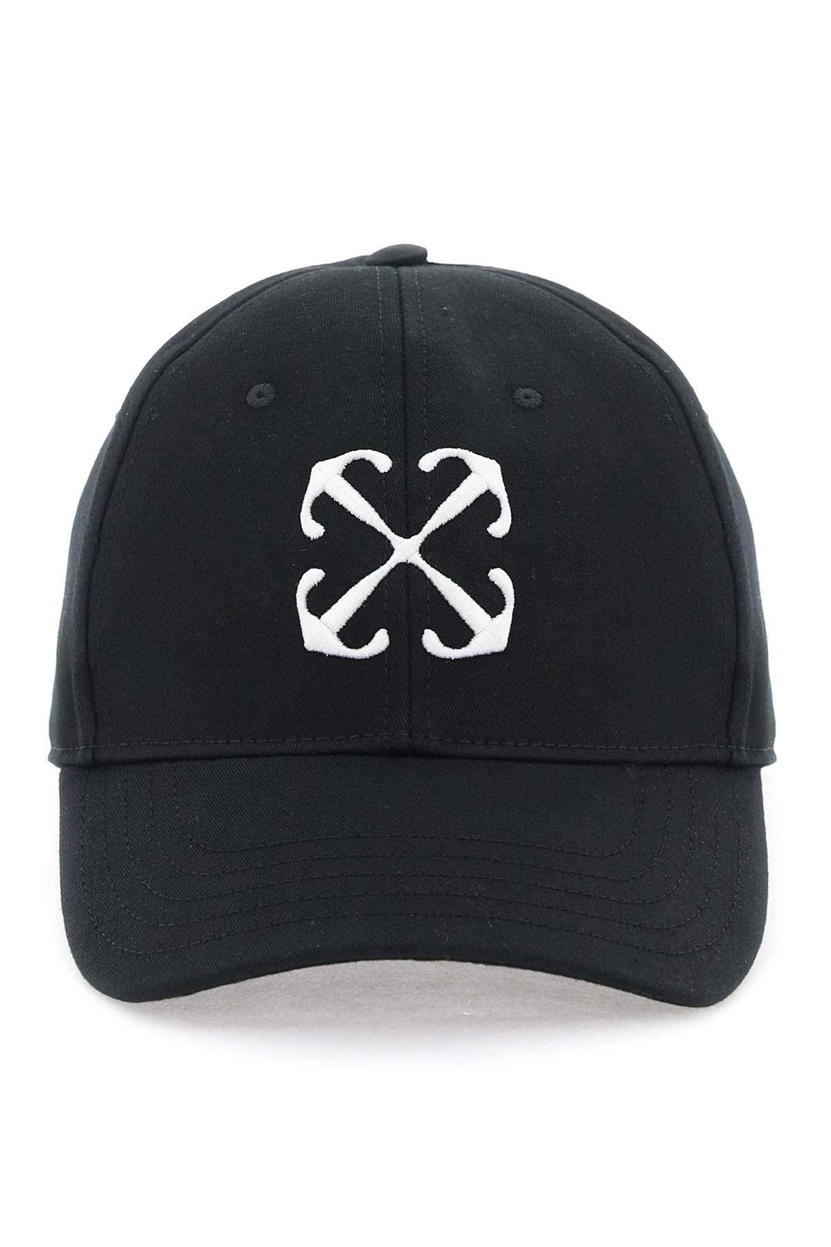 Off-white Baseball Cap With Embroidery In Black White (black)