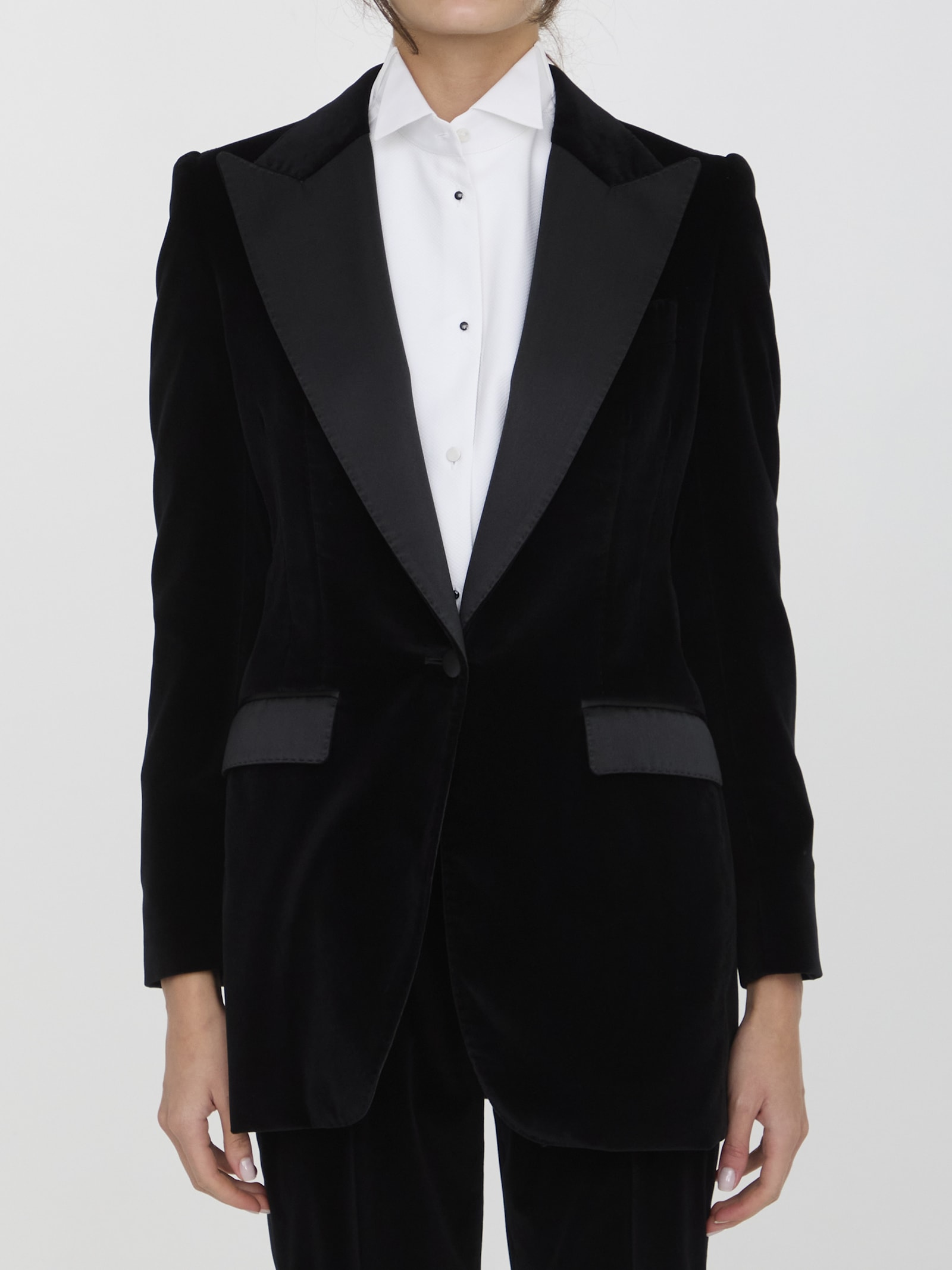 Shop Dolce & Gabbana Velvet Tuxedo Jacket In Black