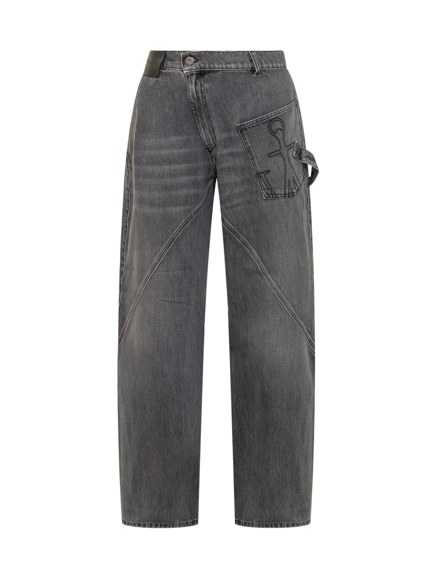 Shop Jw Anderson Twisted Workwear Jeans In Grey