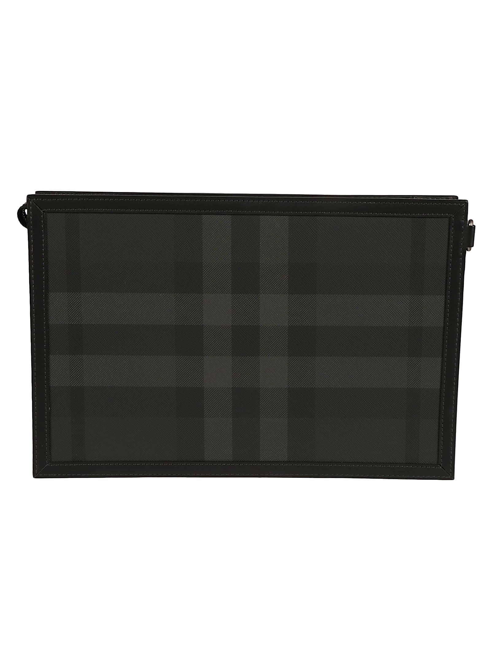 Shop Burberry Frame Pouch In Charcoal