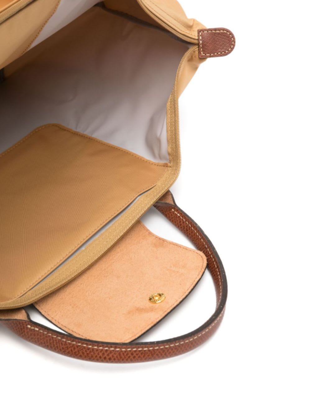 Longchamp M Le Pliage Original Beige Handbag With Embossed Logo In Canvas Woman In Beige