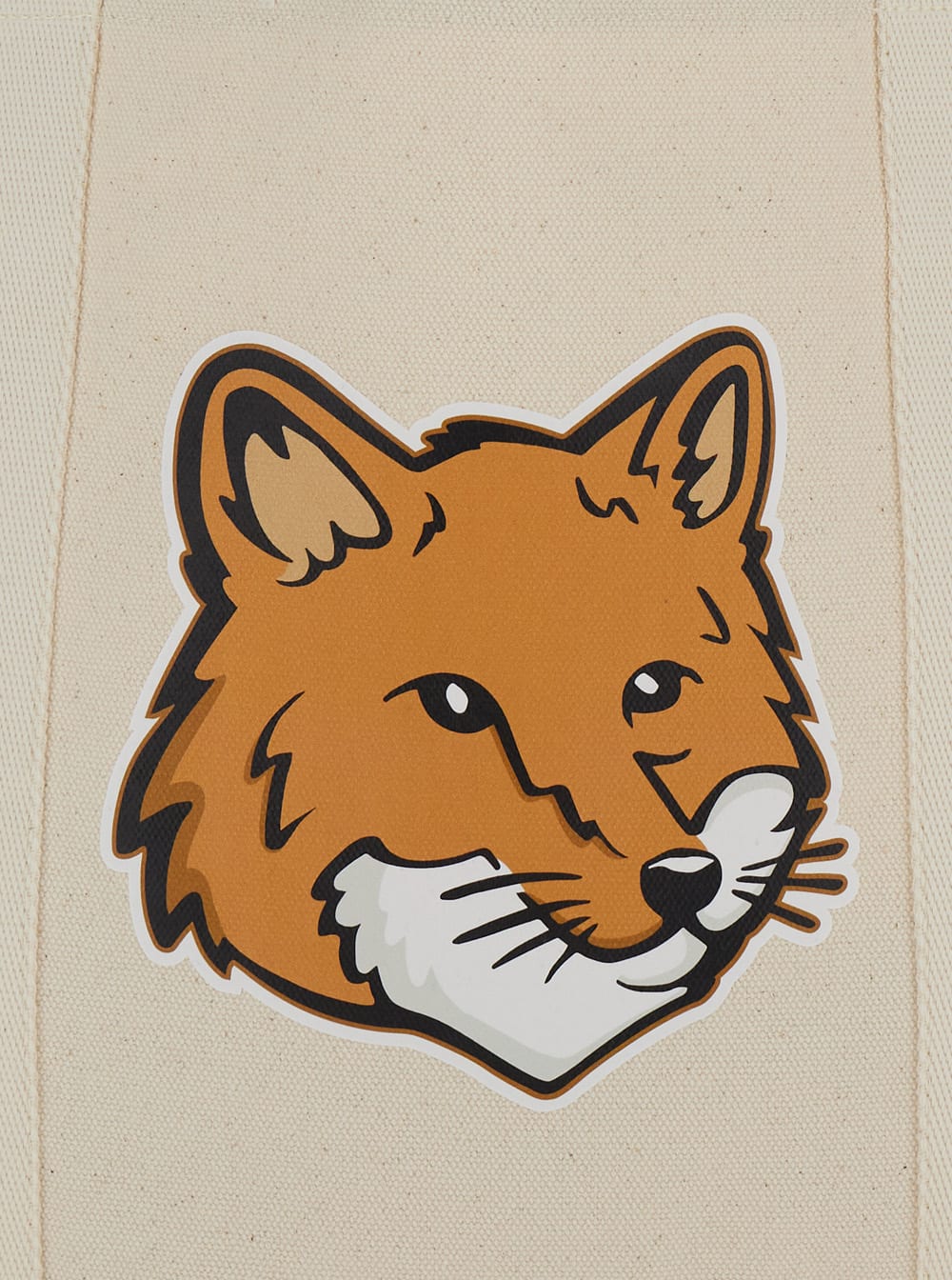 MAISON KITSUNÉ WHITE TOTE BAG WITH FOX HEAD PATCH IN COTTON CANVAS WOMAN