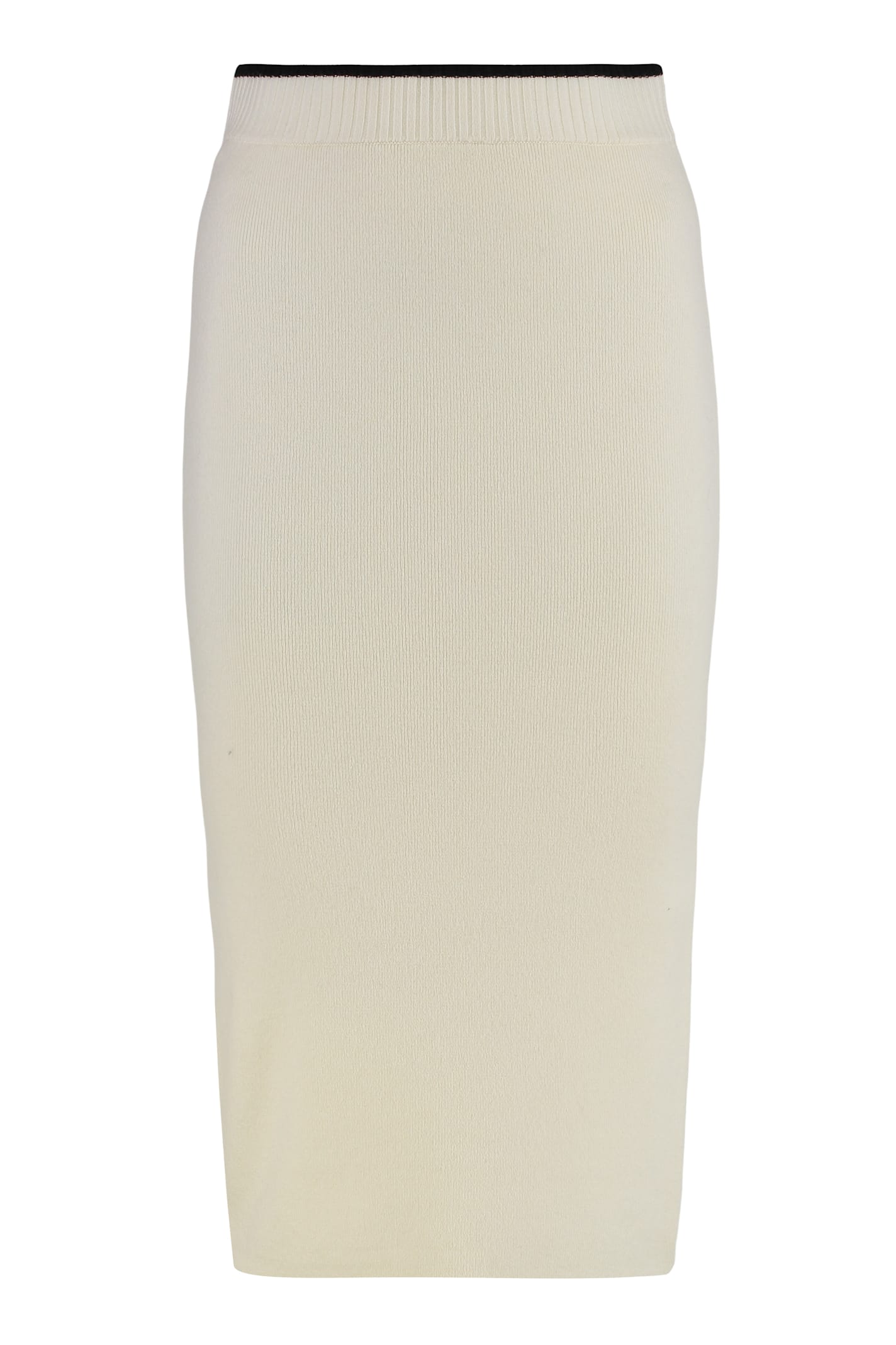 Pinko Nuova Guinea Ribbed Knit Skirt In White