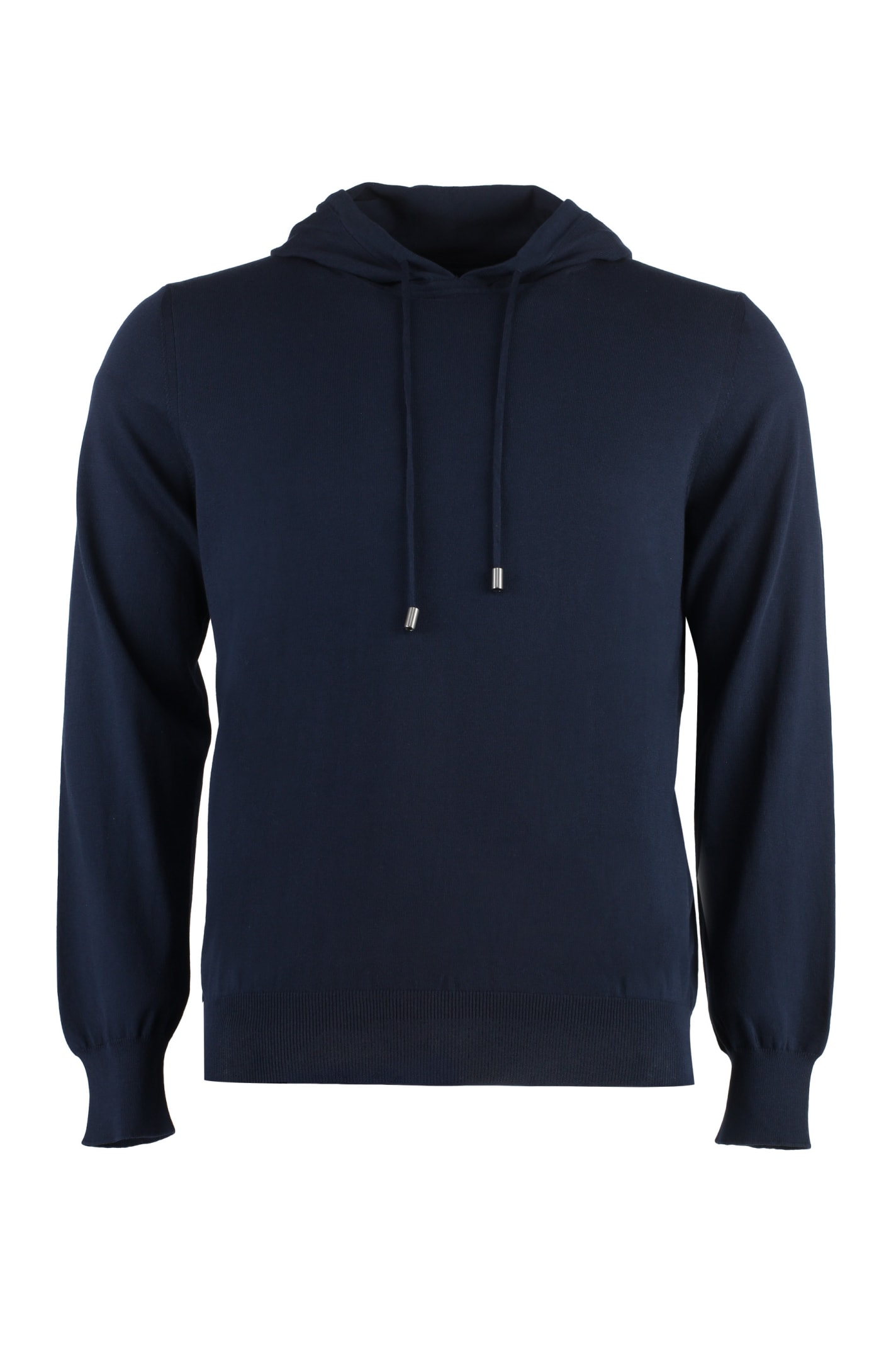Shop Canali Knitted Hoodie In Blue