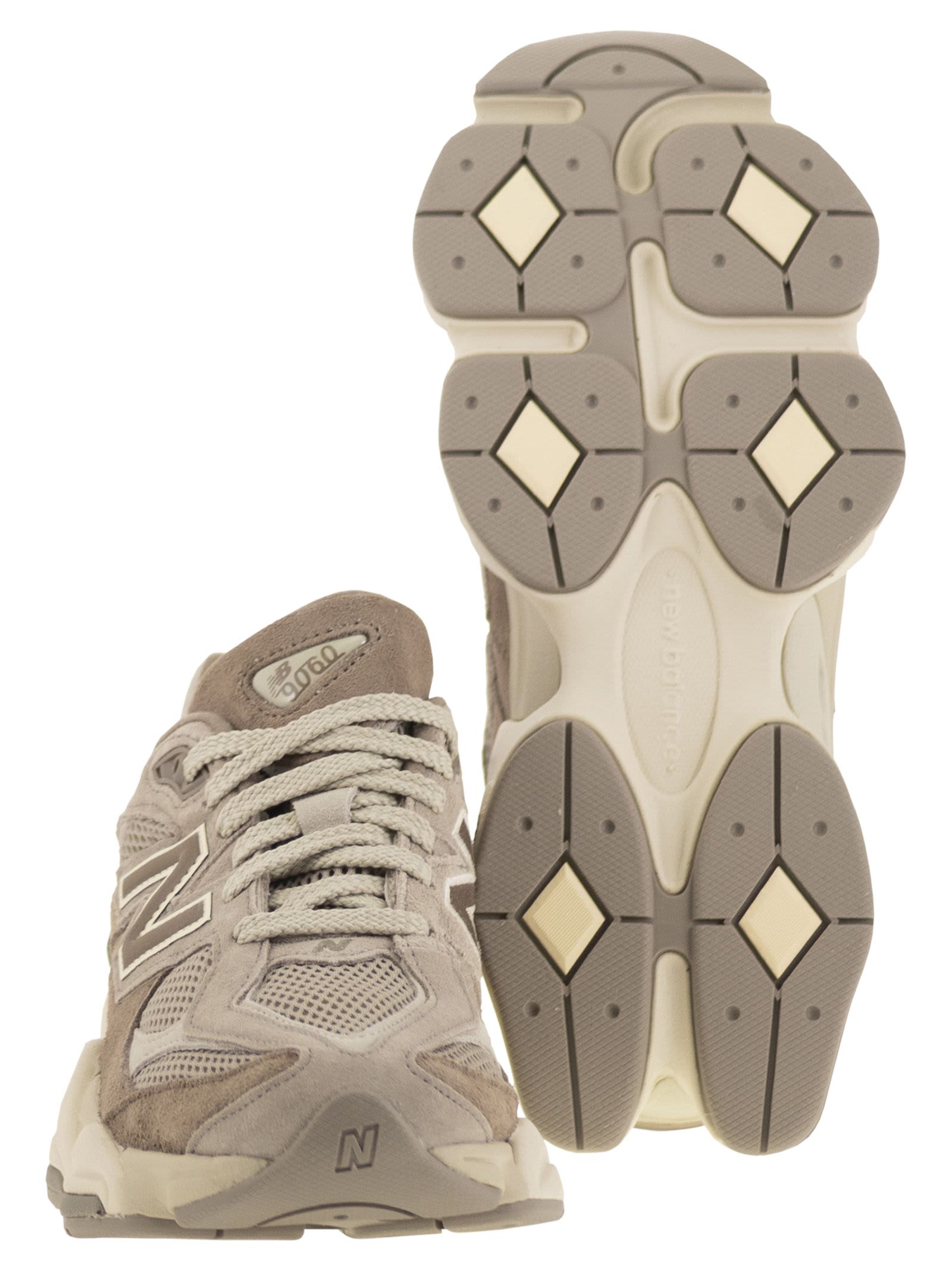 New Balance Mens Mushroom Seasalt 9060 Suede And Mesh Low-top Trainers In Nude