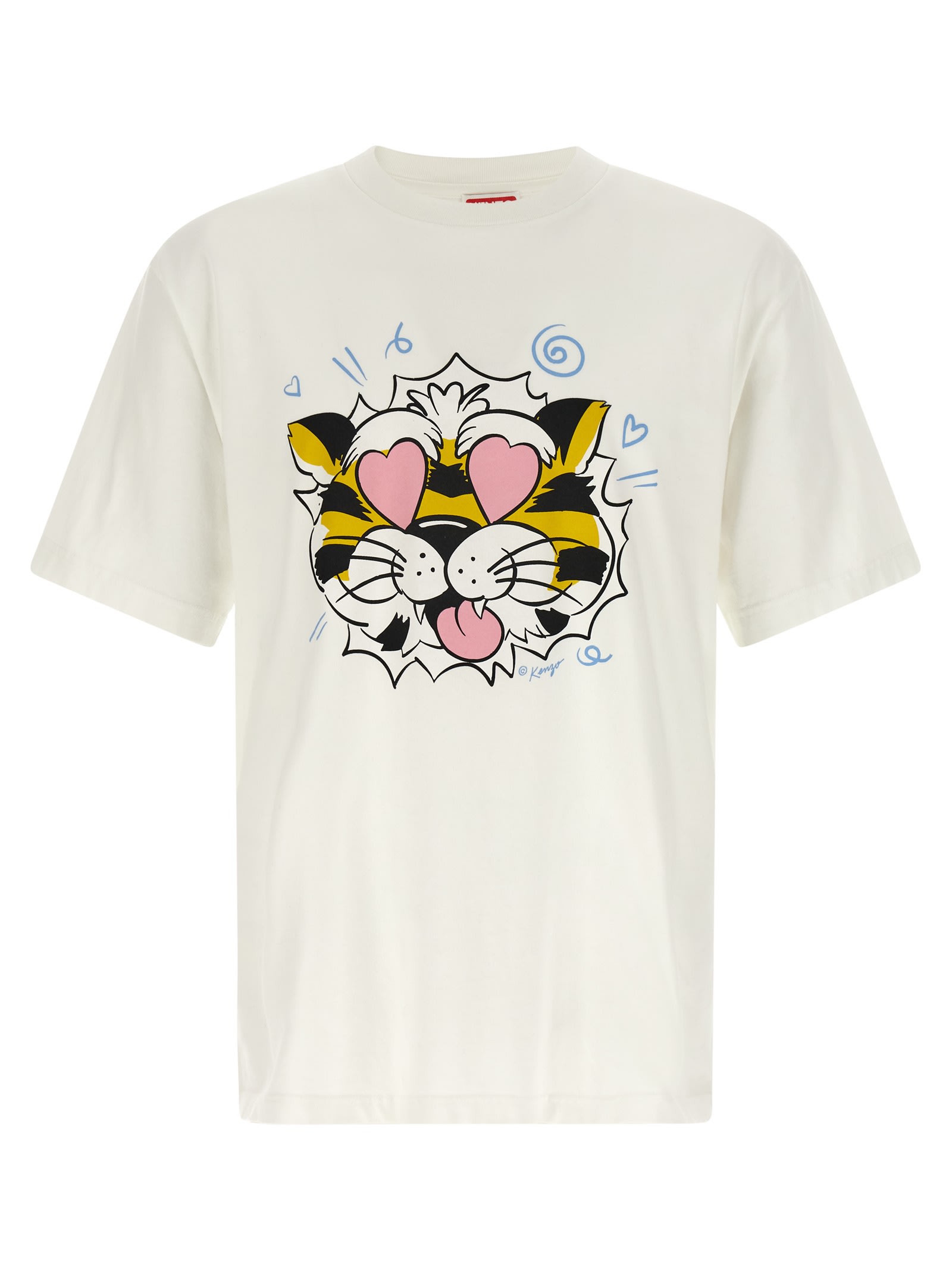 Kenzo Tiger Motif Crew Neck Short Sleeve T-shirt In White