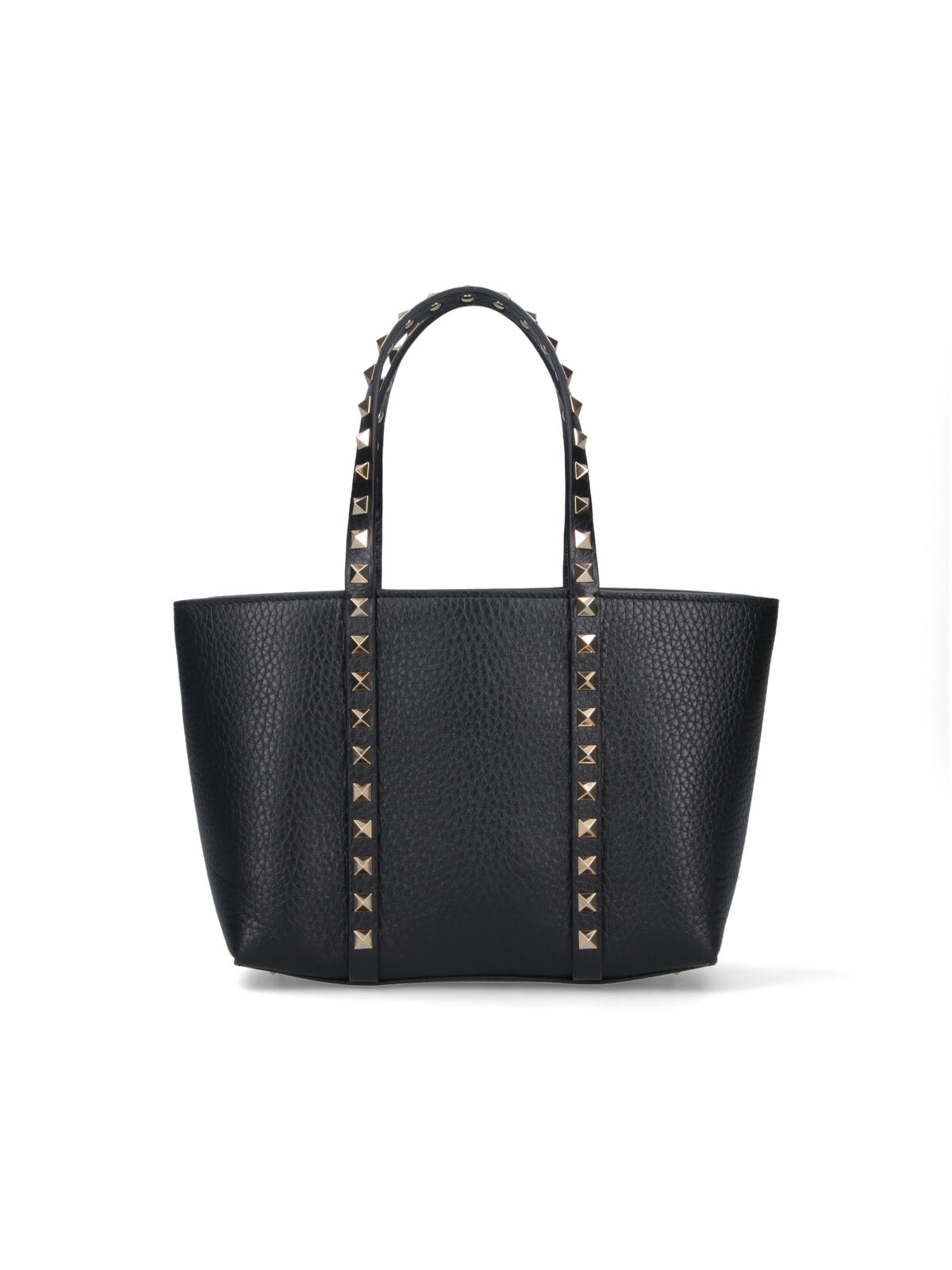 Valentino Garavani Rockstud Mini Tote In Hammered Leather In Black