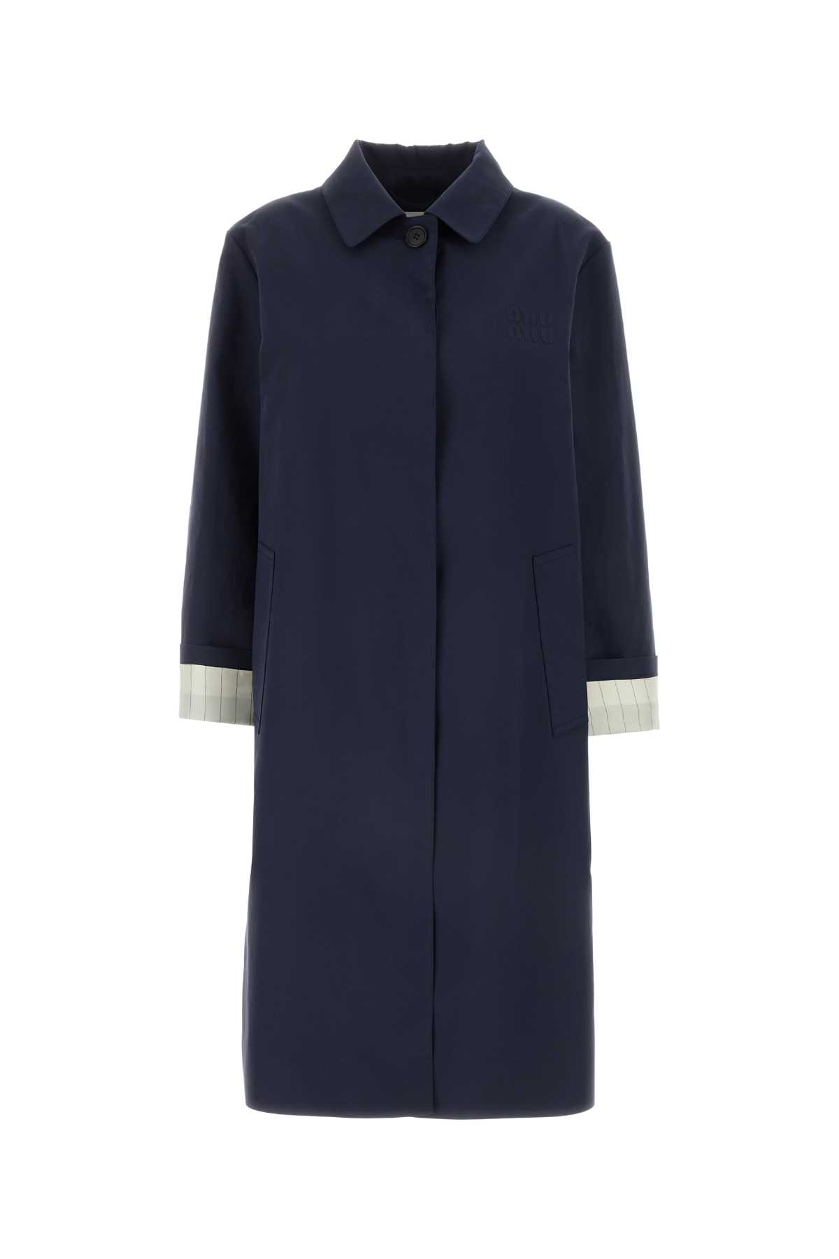 Midnight Blue Cotton Trench Coat