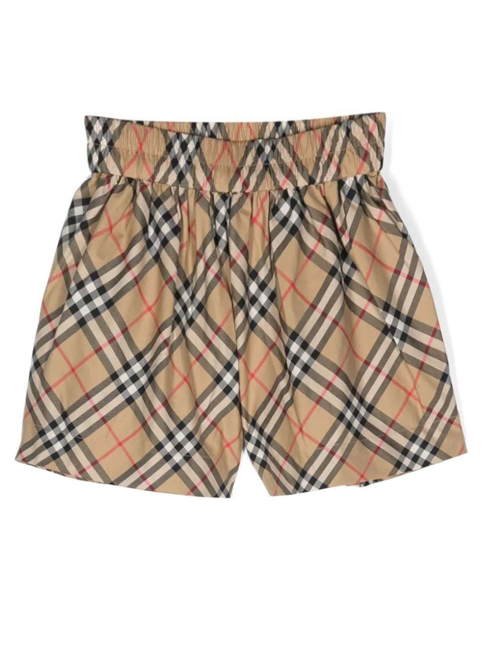 Burberry Kids' Vintage Check-pattern Cotton Shorts In Archive Beige Ip Check