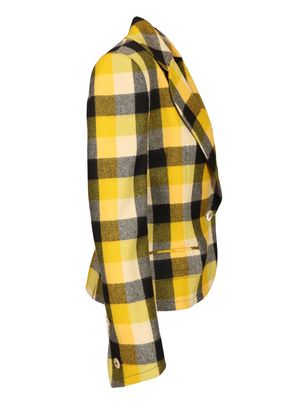 Vivienne Westwood Georgia Jacket Check Wool Pixel-check 44 Women In Yellow