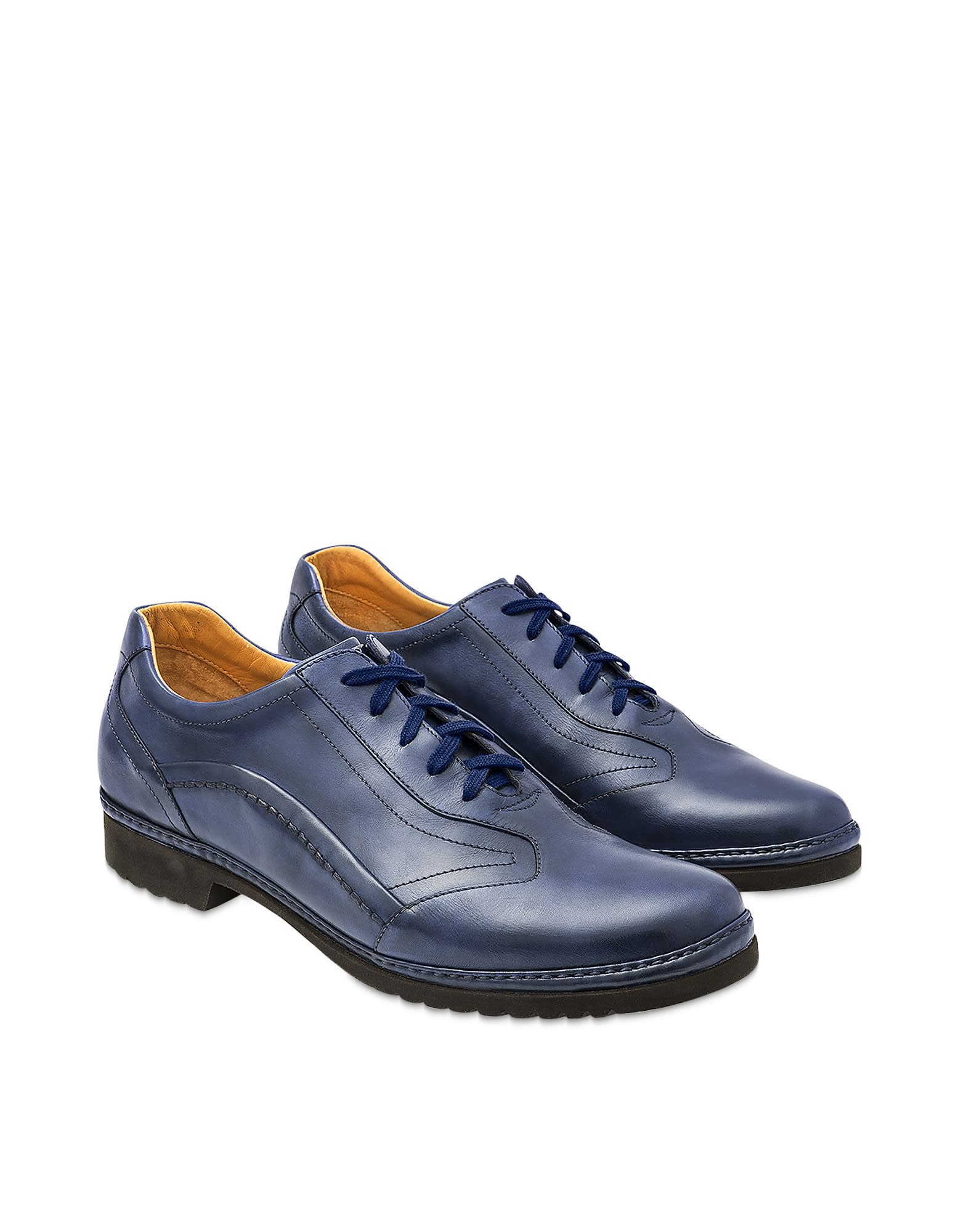 Pakerson Blue Italian Hand Made Leather Lace-up Shoes