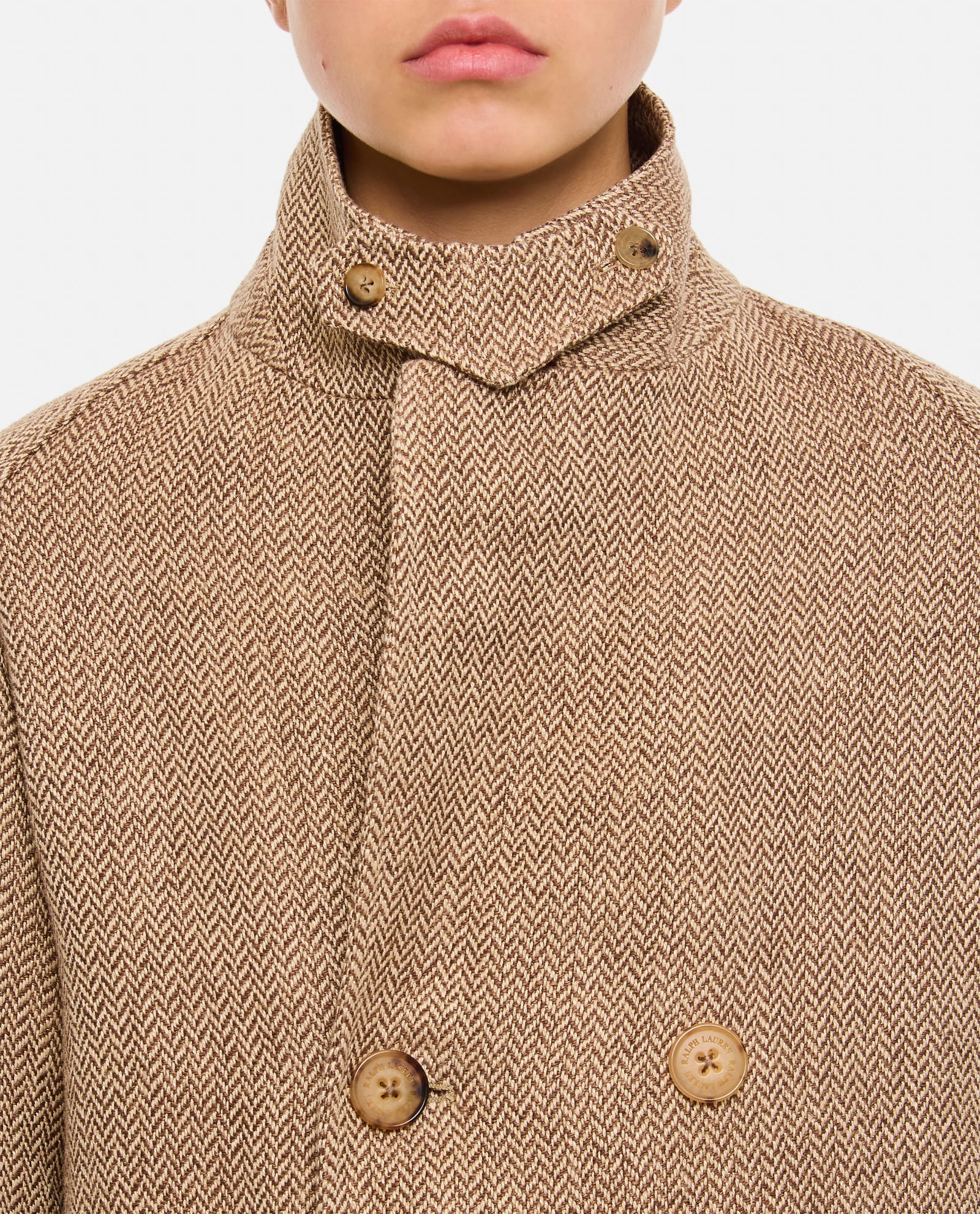 Shop Ralph Lauren Double-breasted Linen Coat In Beige