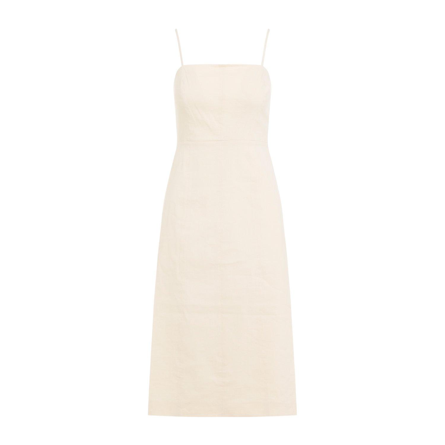 Shop Theory Square-neck Sleeveless A-line Midi Dress In D Light Linen