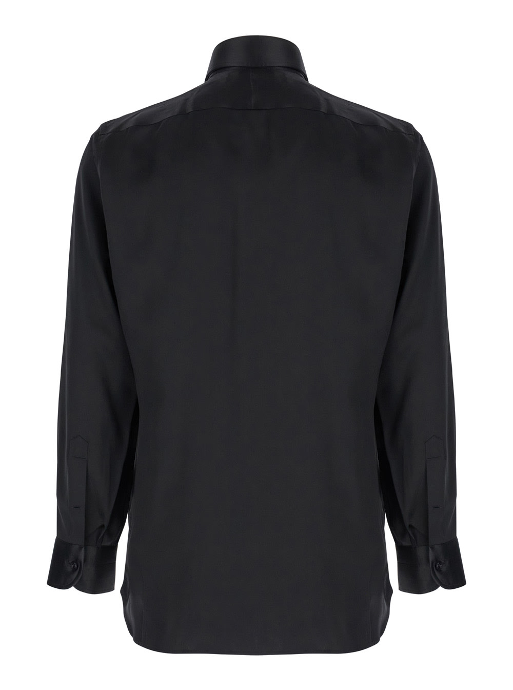 Shop Tom Ford Black Oversized Shirt With Classic Collar In Silk Man